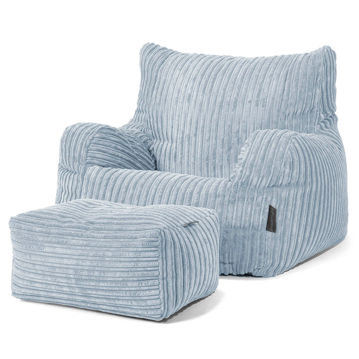 Puff Sillón Josephine - Pana Clásica Bebé Azul 02