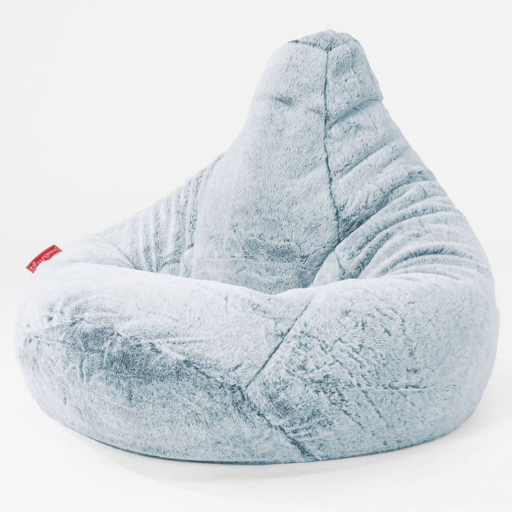 Silla De Juego Puf - Piel de Conejo Sintética Azul Empolvado 01