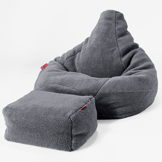 Silla De Juego Puf - Piel de Osito Sintética Gris oscuro 04