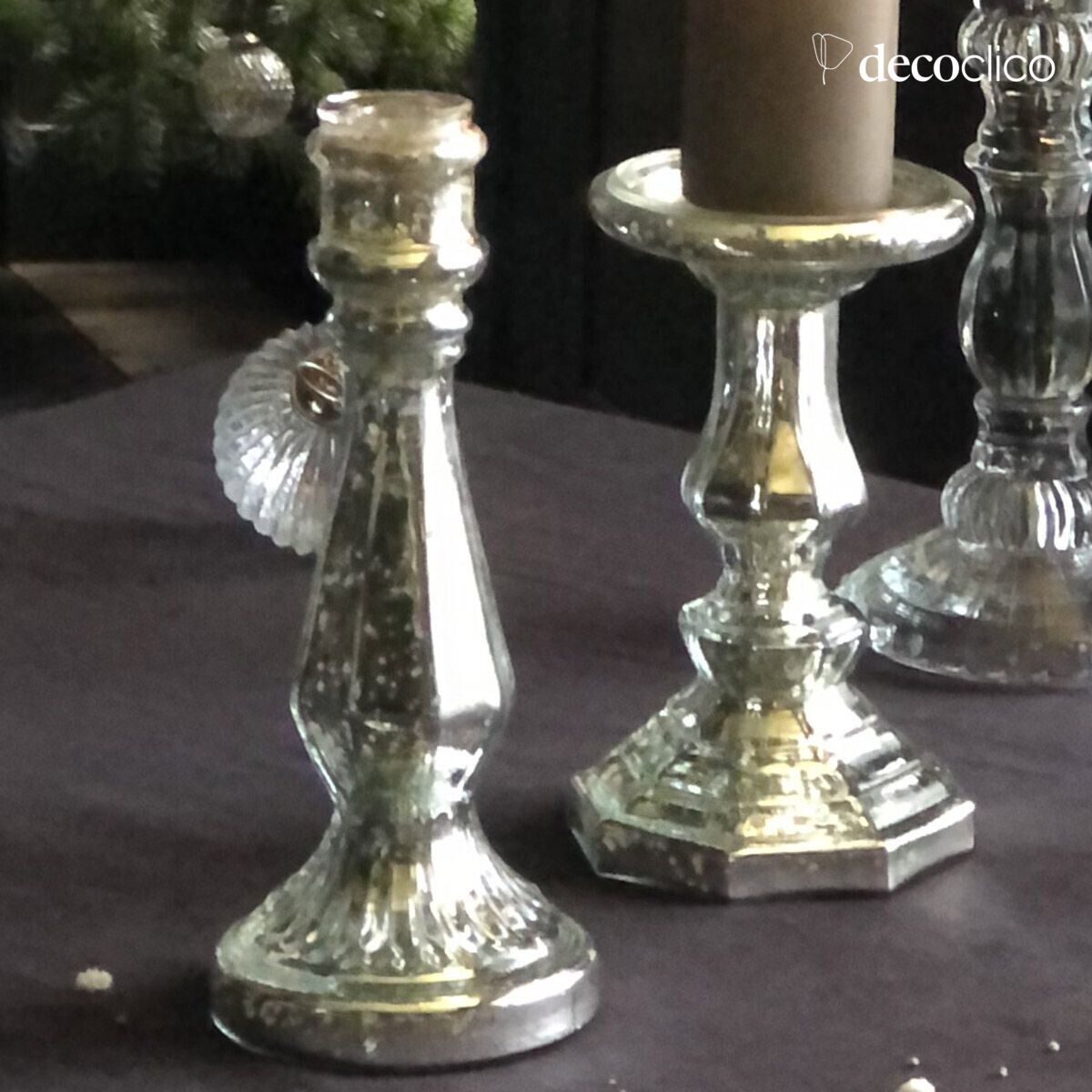 Bougeoir chandelier en verre mercurisé Artus