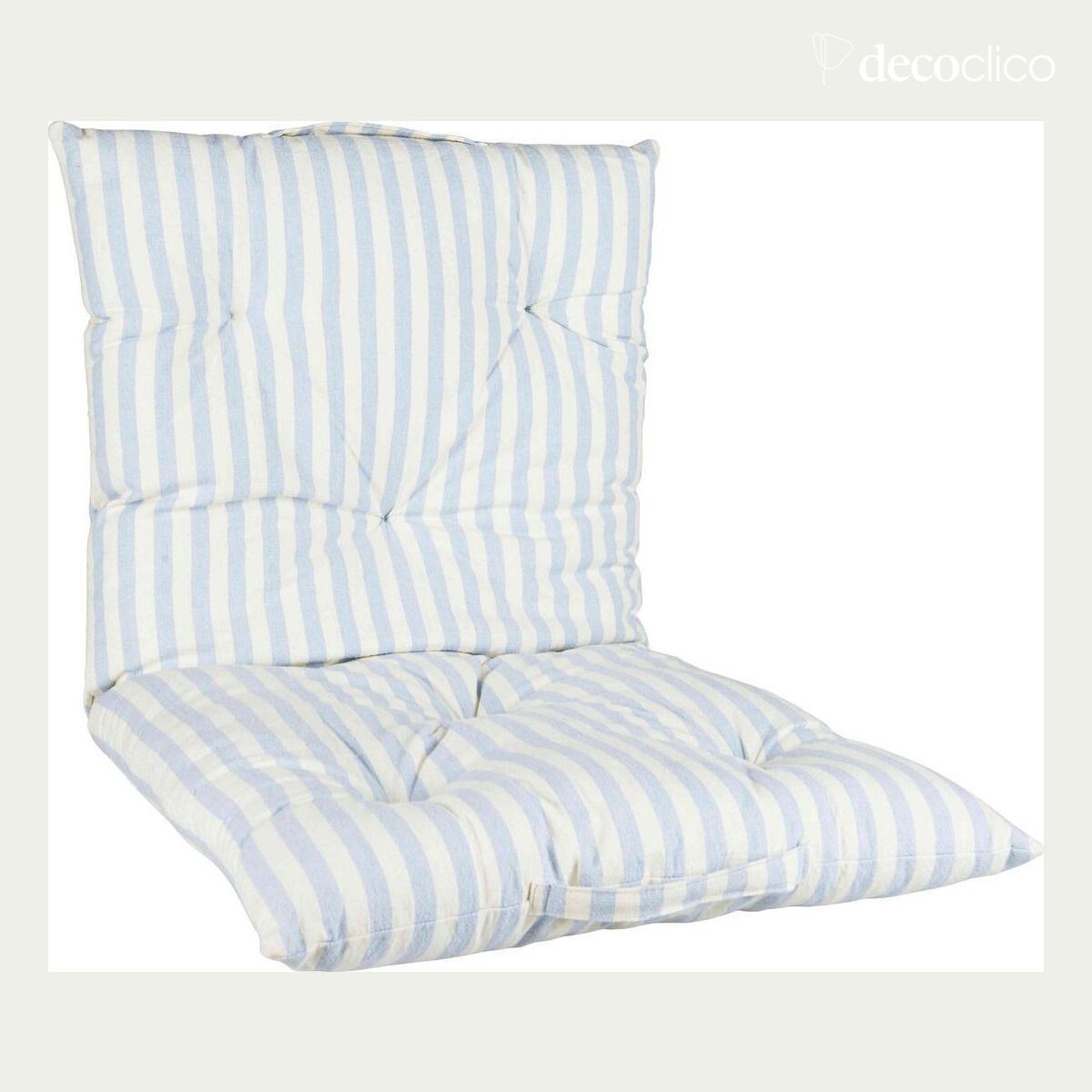 Coussin matelassé en coton rayé bleu et blanc Laursen