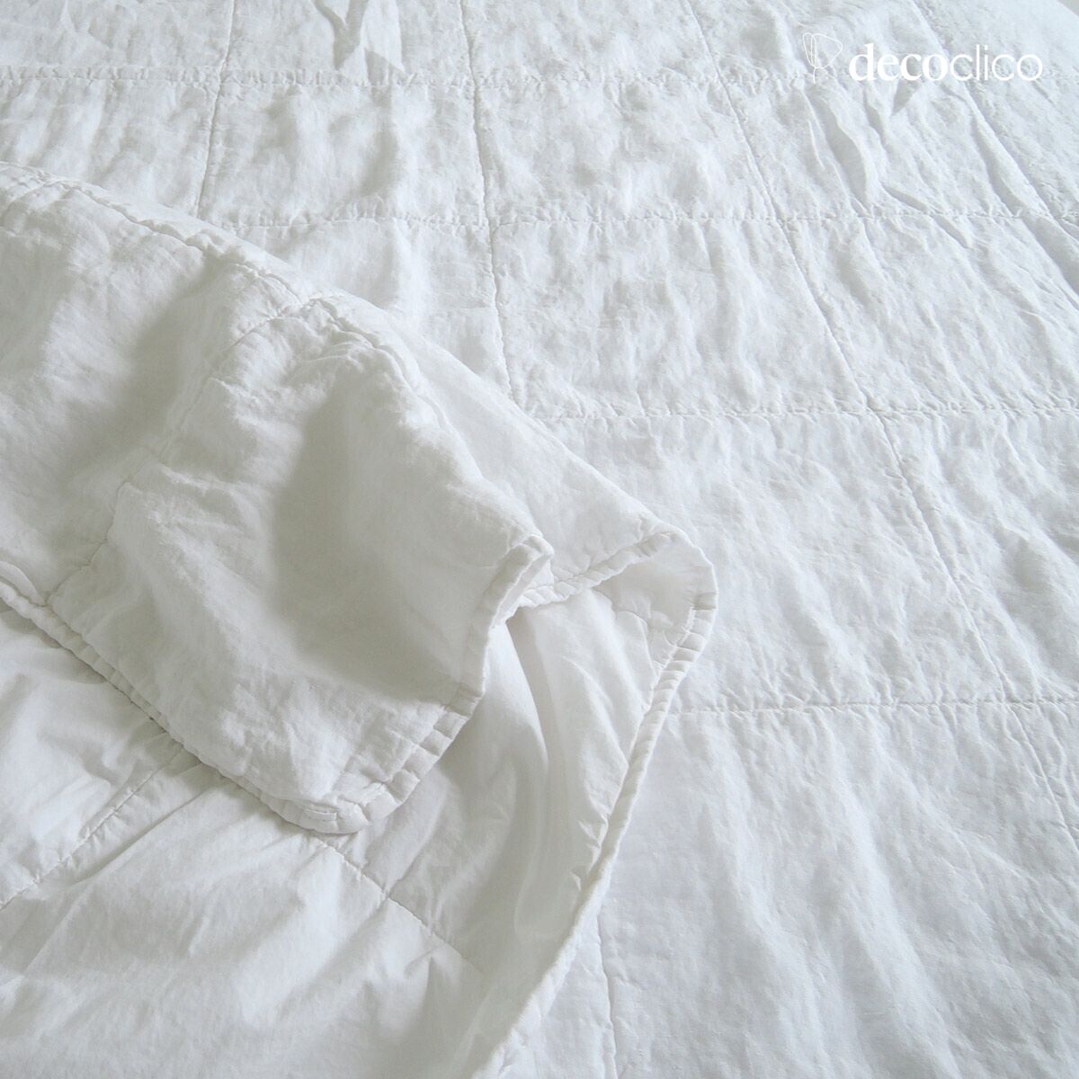 Couvre-lit en lin lavé blanc doublure en percale de coton lavé Oslo