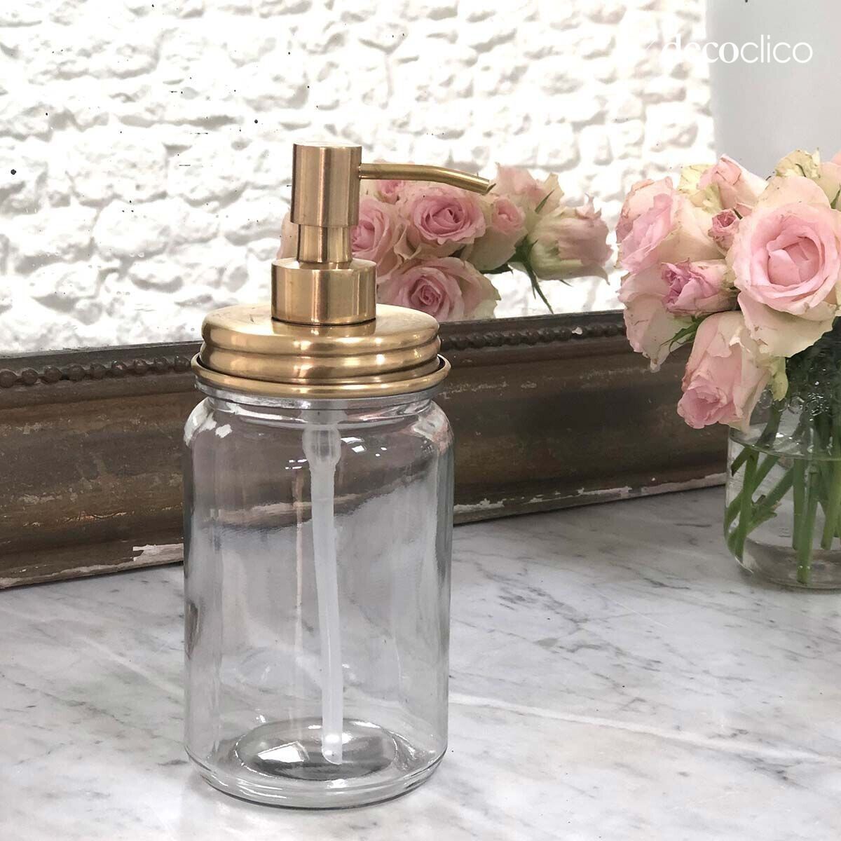 Distributeur de savon liquide en verre et laiton Chaumont