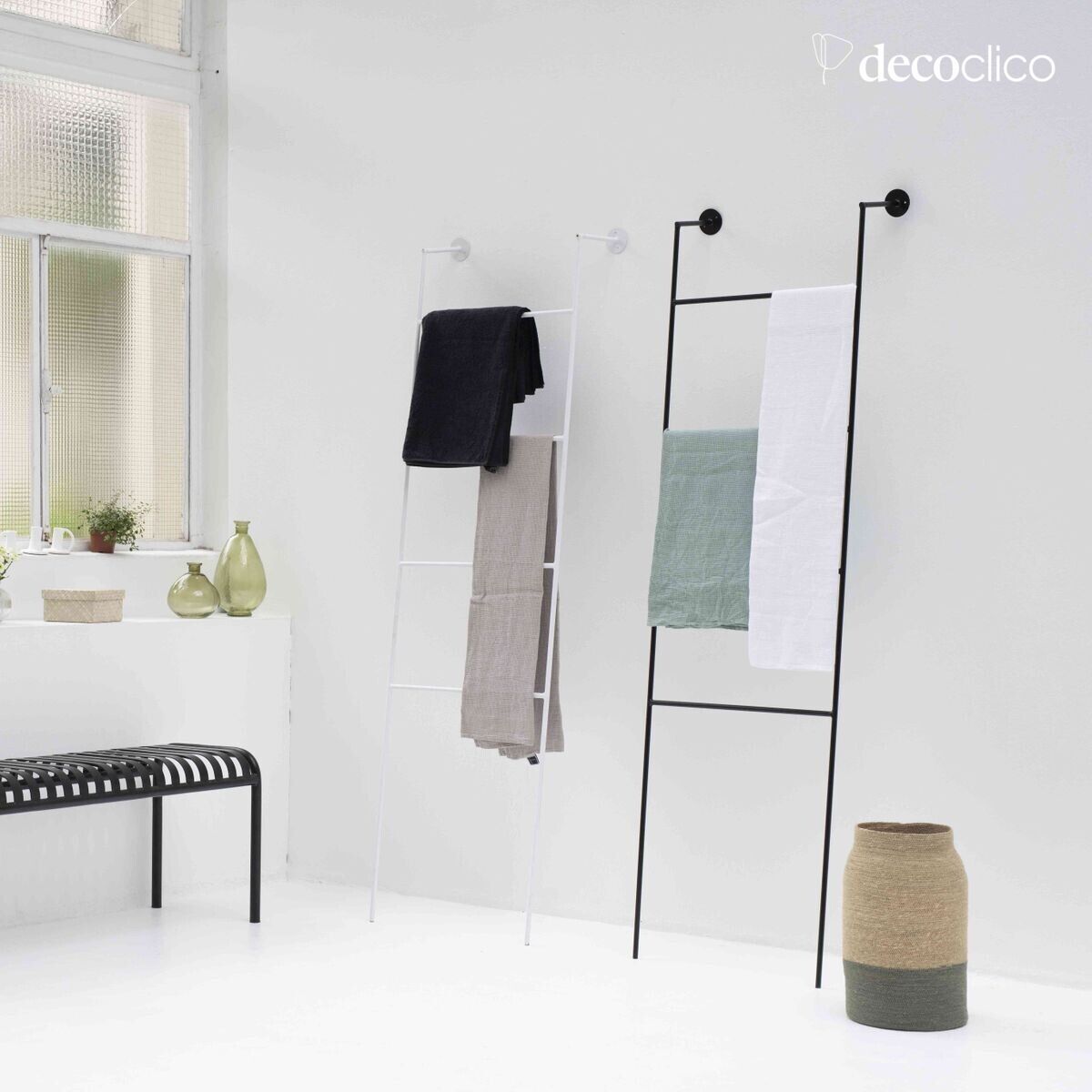 Echelle porte serviettes en métal blanc mat Douglas