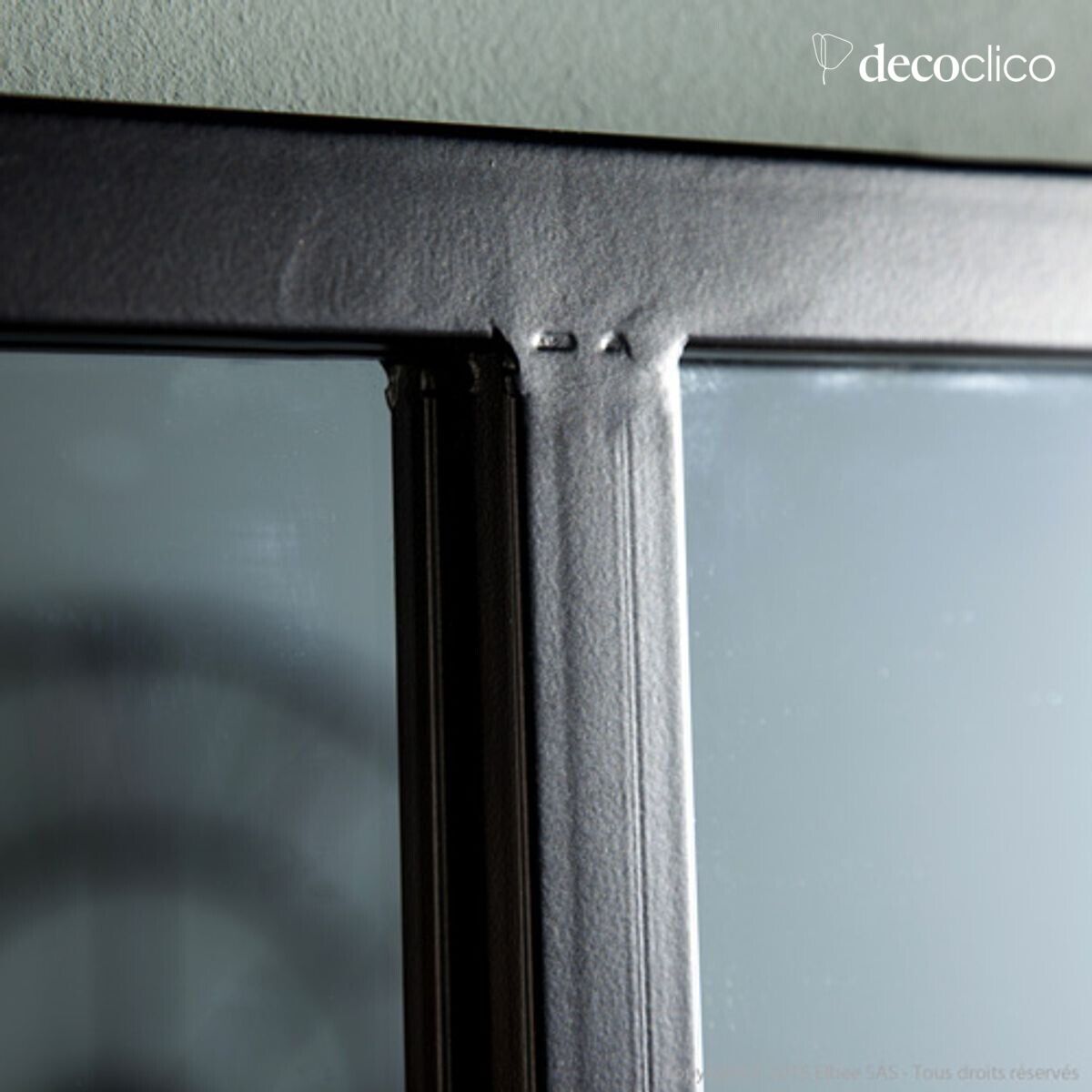 Espejo de taller de cristal rectangular de metal negro 140 x 75 cm  Barney