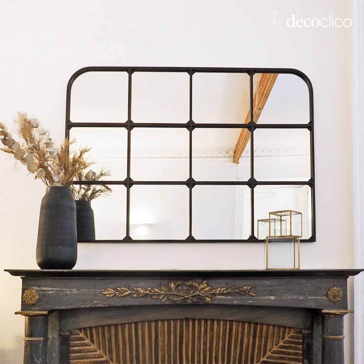 Espejo de ventana de metal negro 130 x 90 cm  Saïgon