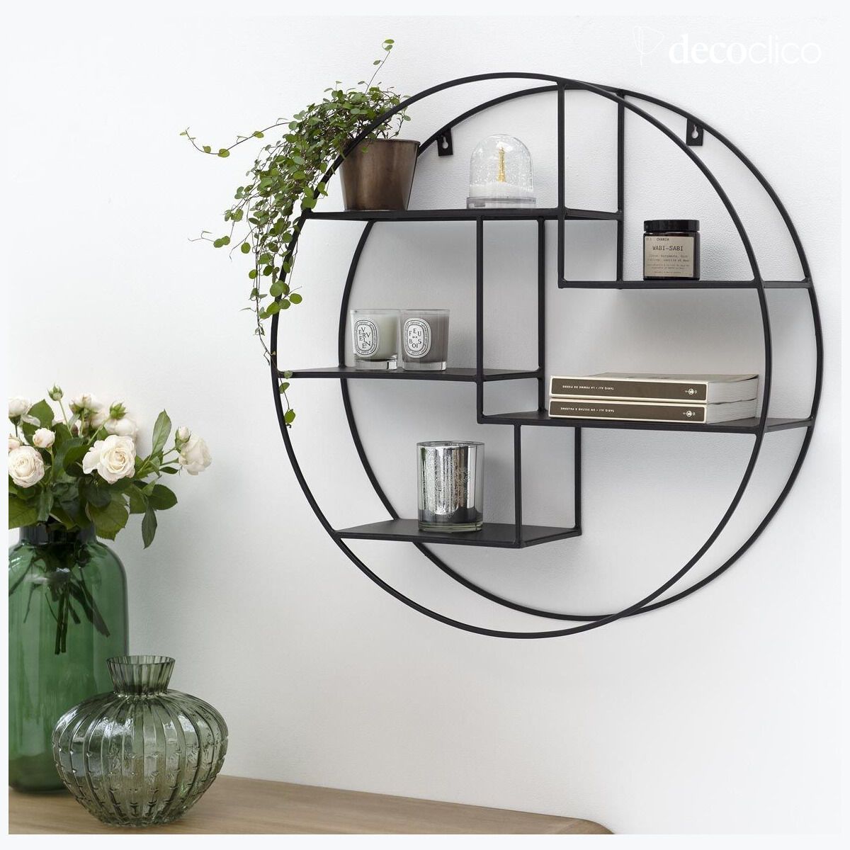 Estante de pared redondo de metal con acabado negro de 60 cm Uptown