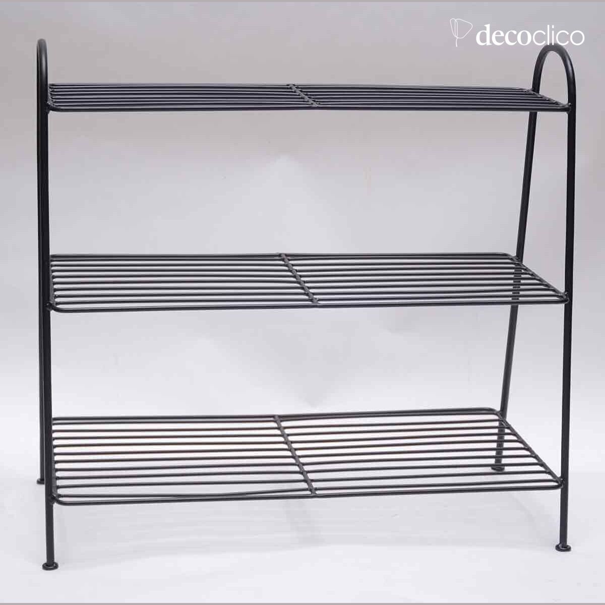 Etagère à chaussures en métal filaire noir 3 niveaux