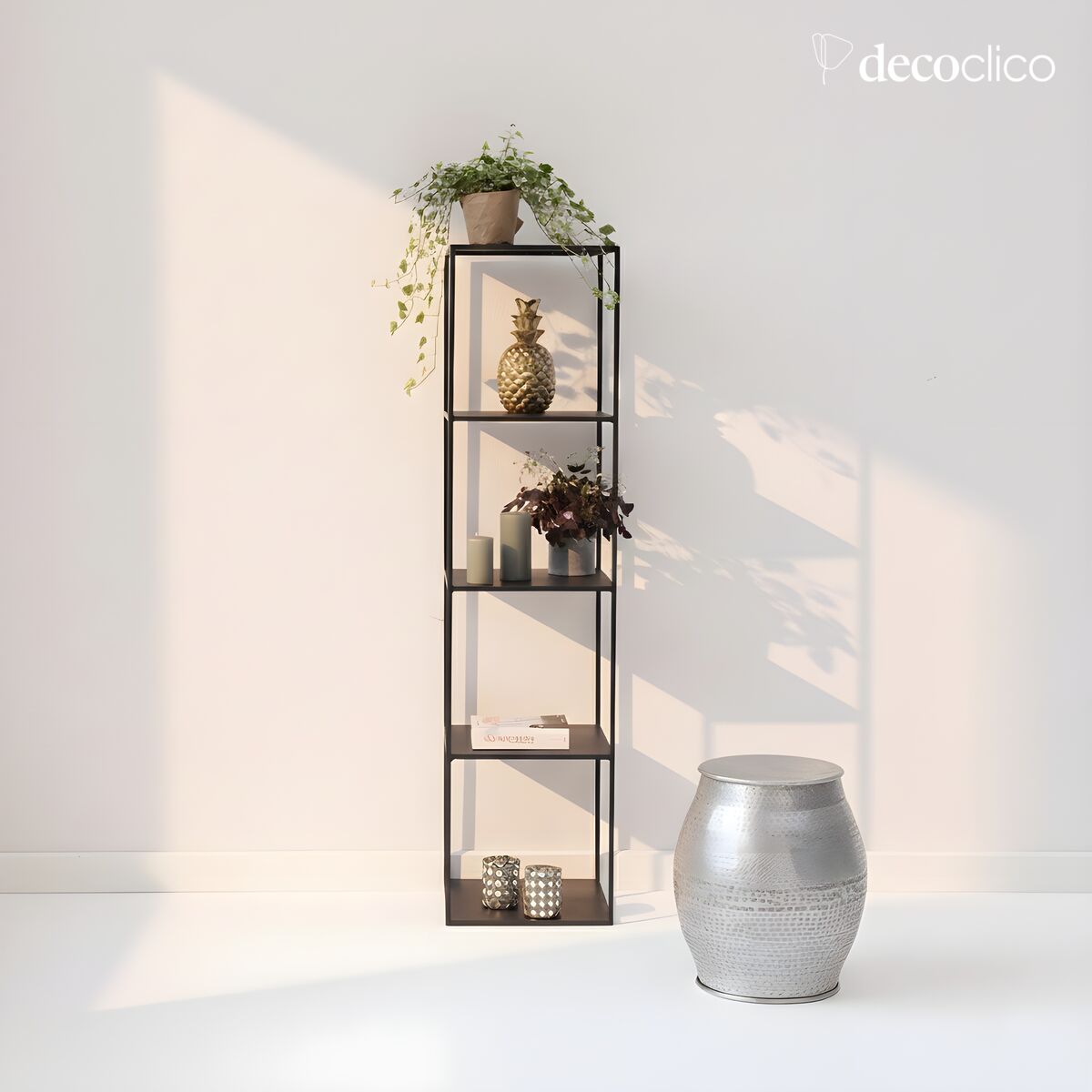 Etagère colonne en métal noir mat 140 cm Douglas