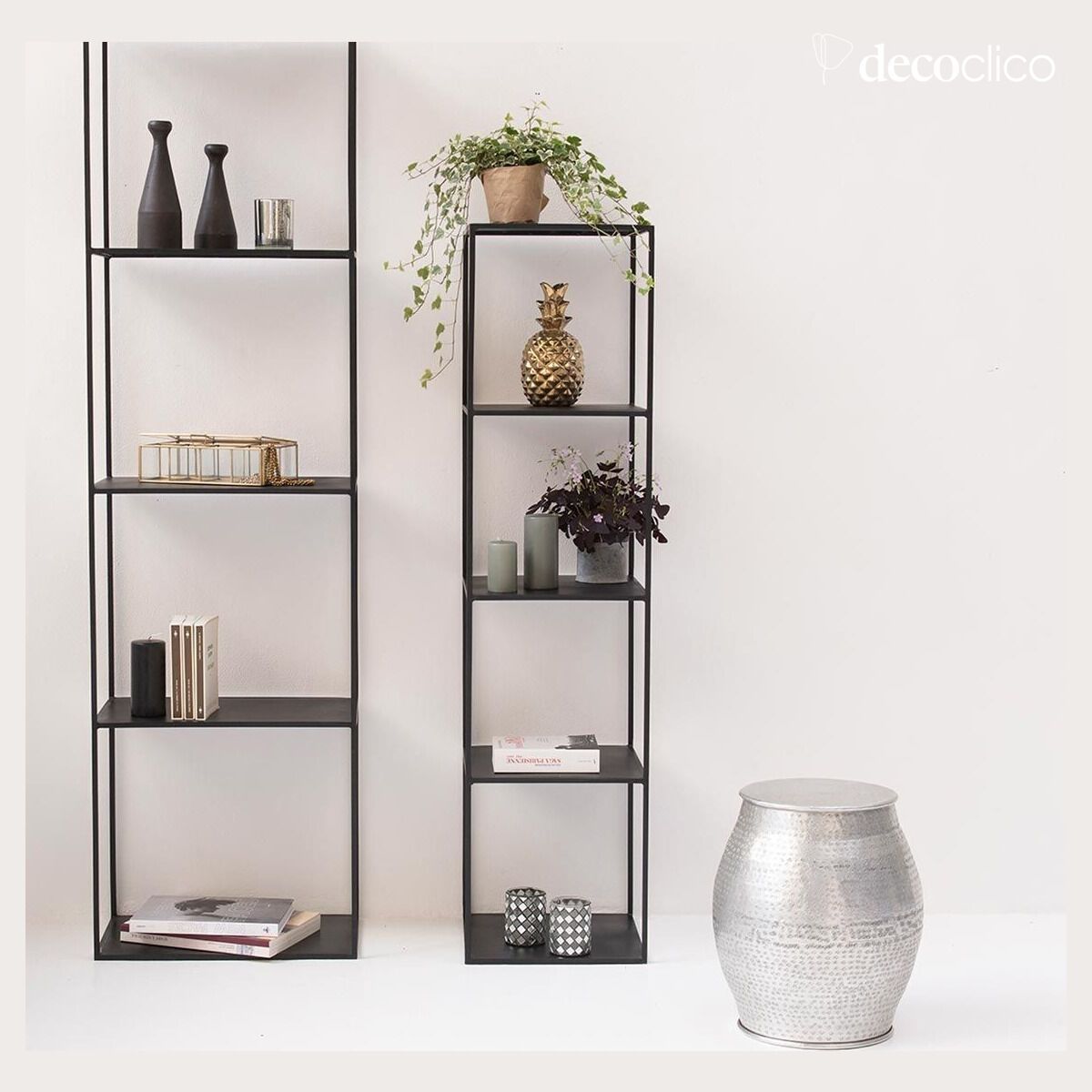 Etagère colonne en métal noir mat 140 cm Douglas