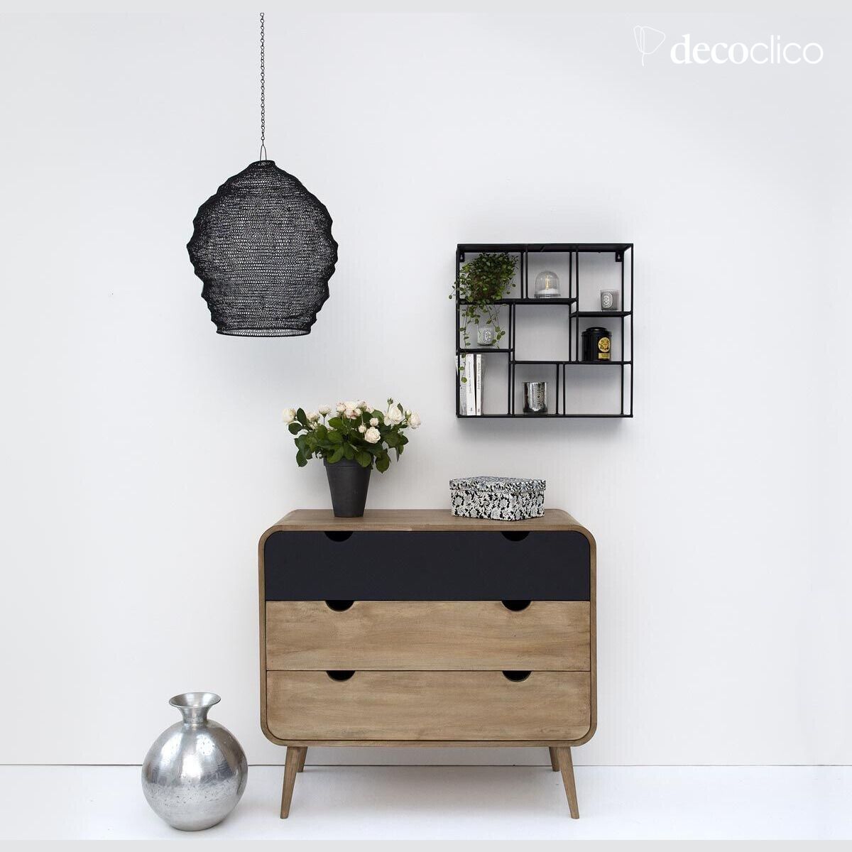 Etagère murale carrée en métal filaire noir mat Uptown