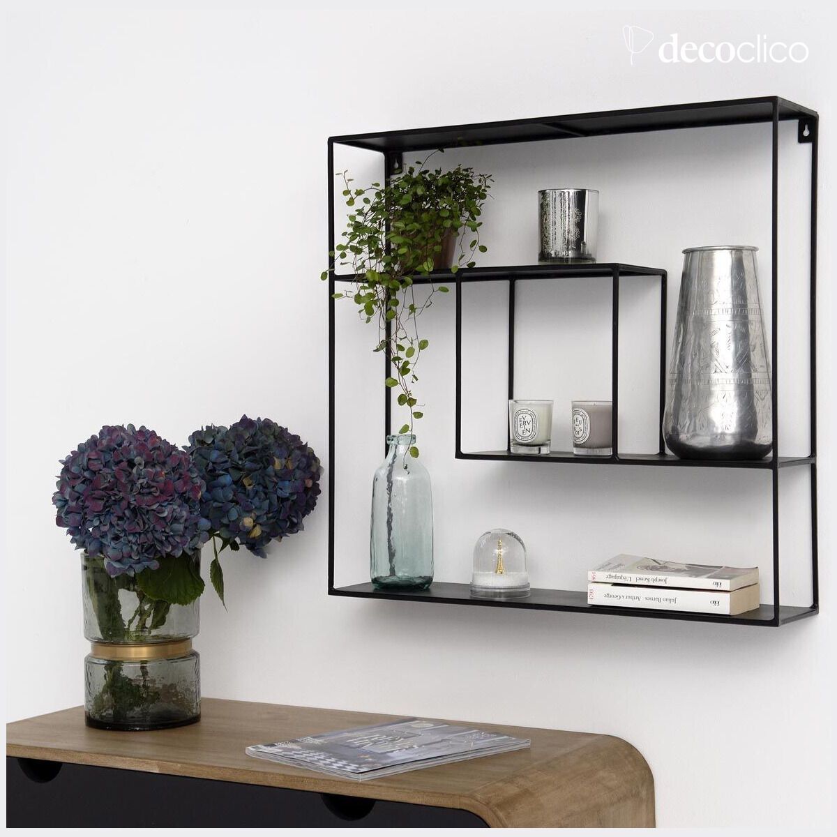 Etagère murale en métal filaire noir mat Uptown