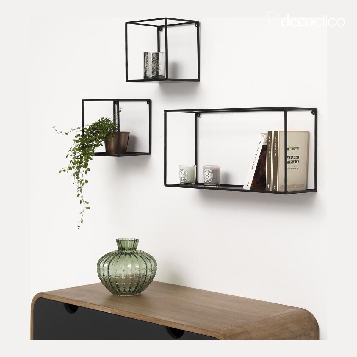 Etagère murale en métal filaire noir mat (lot de 3) Uptown