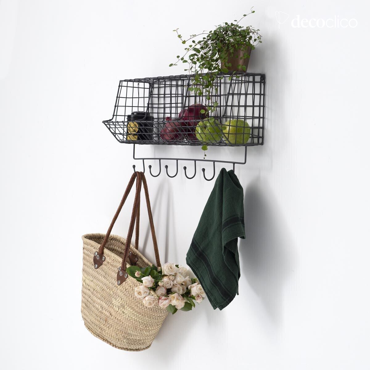 Etagère murale en métal grillagé anthracite 3 paniers Greed
