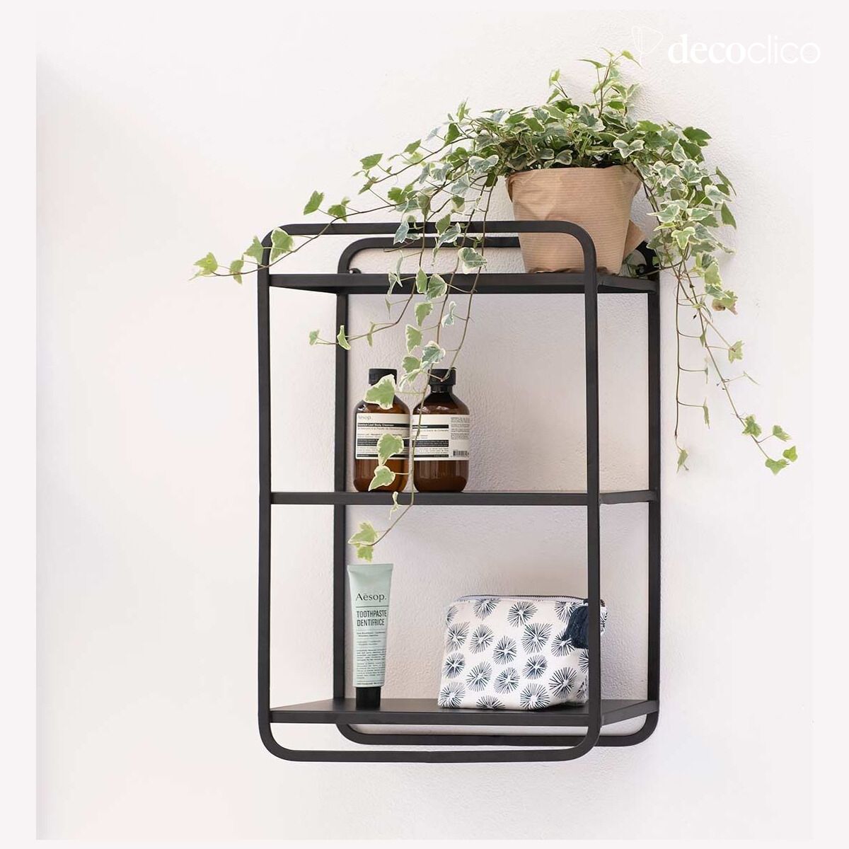 Etagère murale rectangulaire en métal noir mat