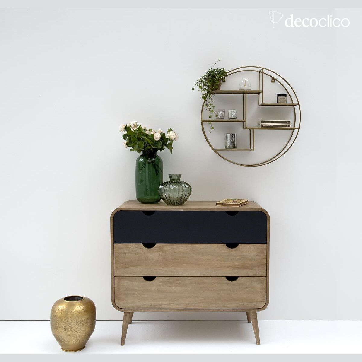 Etagère murale ronde en métal filaire finition antique Uptown