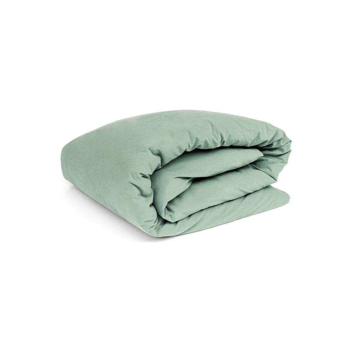 Housse de couette en percale lavée de coton céladon 260x240 cm  Ninon