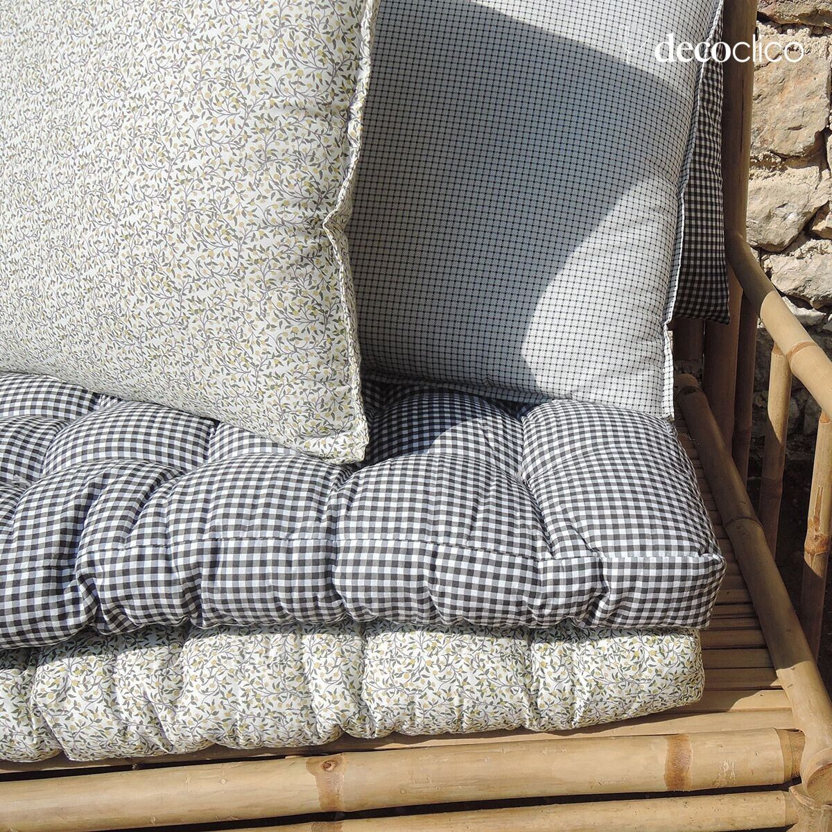 Matelas de sol coton imprimé motif vichy 60 x 170 cm Romy