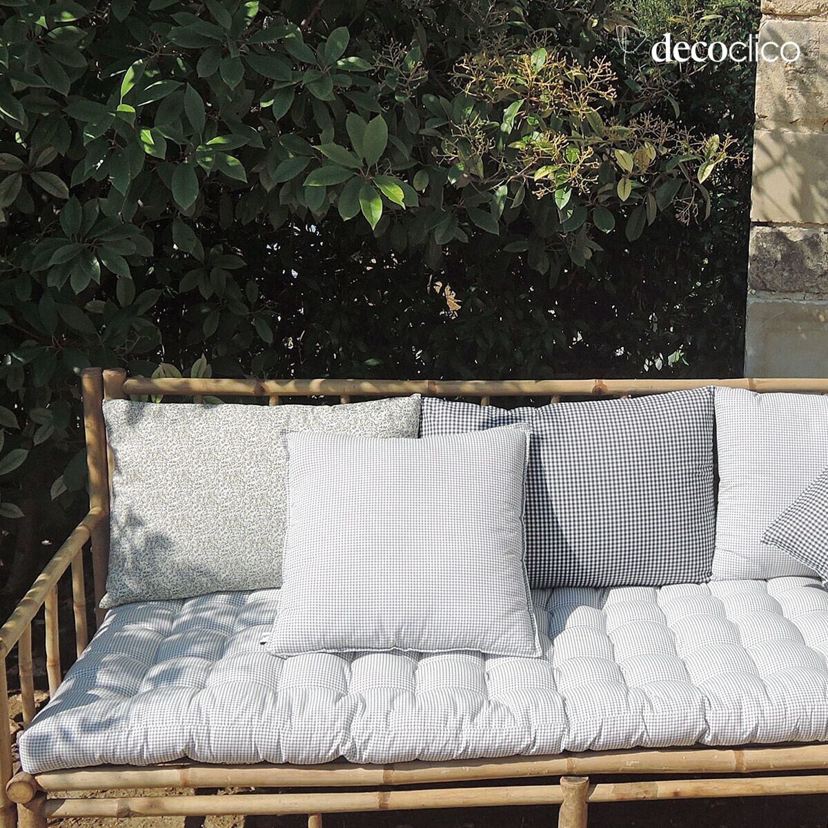 Matelas de sol en coton imprimé motif quadrillé 60 x 170 cm Romy