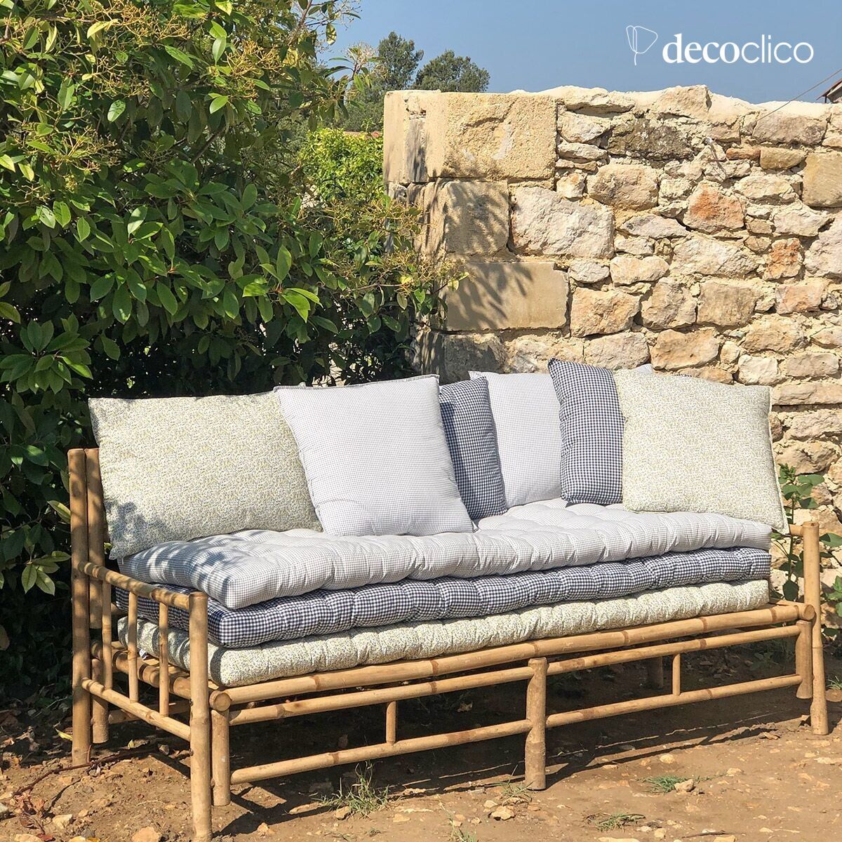 Matelas de sol en coton imprimé motif quadrillé 60 x 170 cm Romy