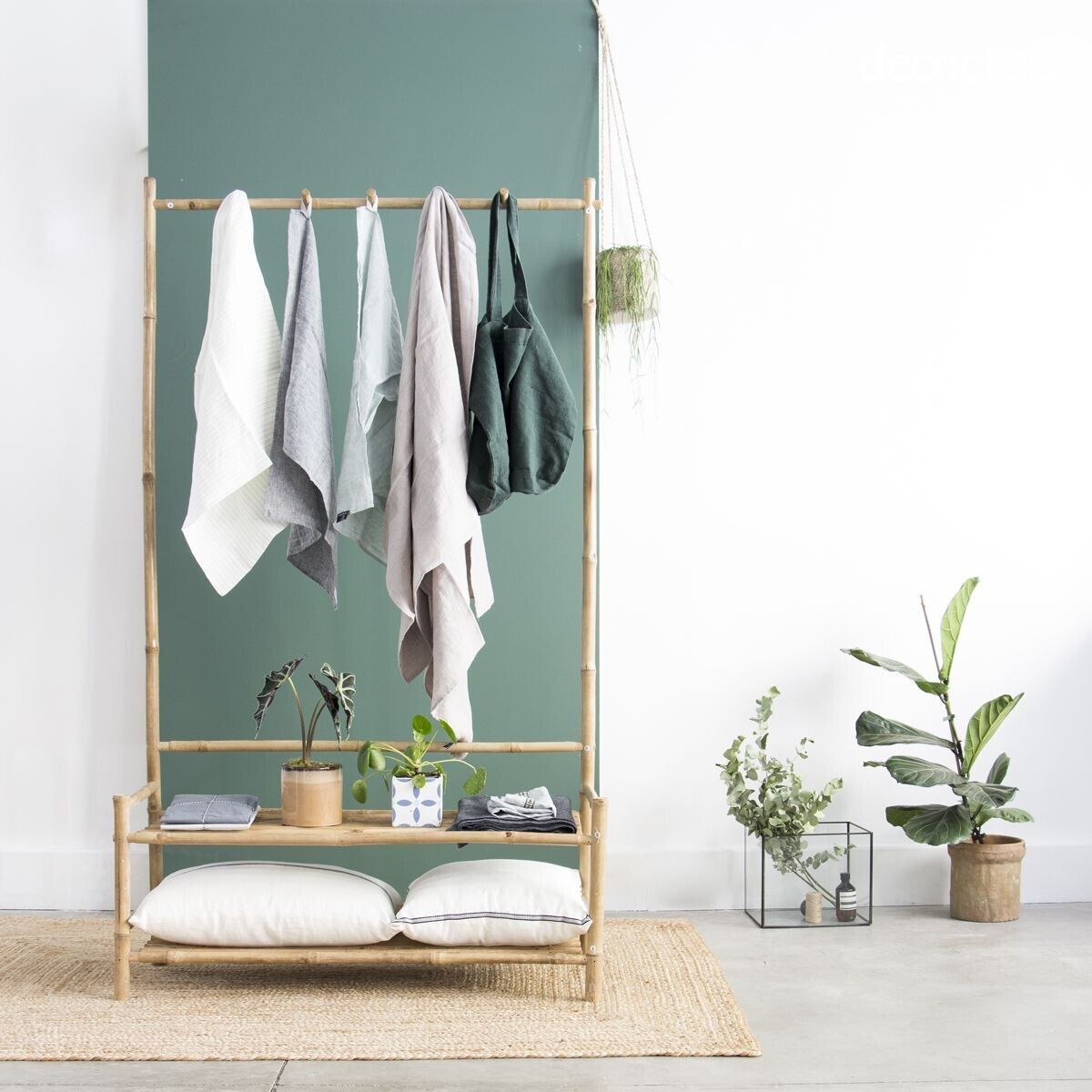 Meuble d'entrée vestiaire porte-manteau en bambou naturel Taman