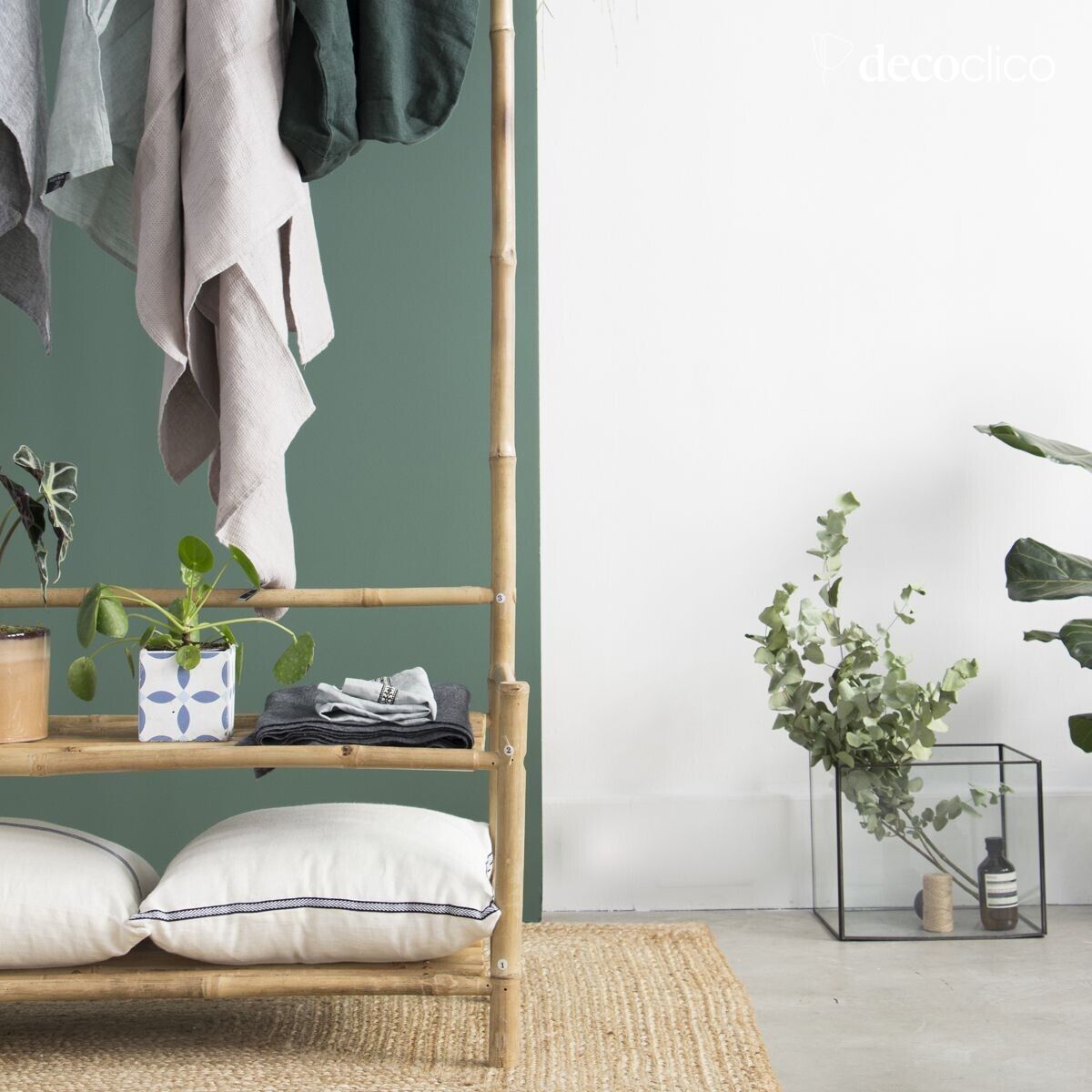 Meuble d'entrée vestiaire porte-manteau en bambou naturel Taman
