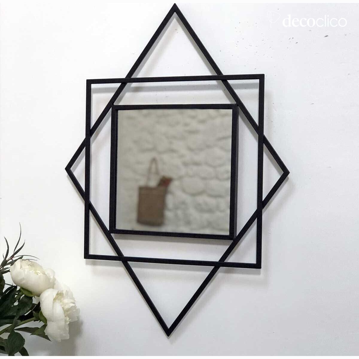Miroir à motif graphique Art Déco noir 70 x 50 cm Tonka