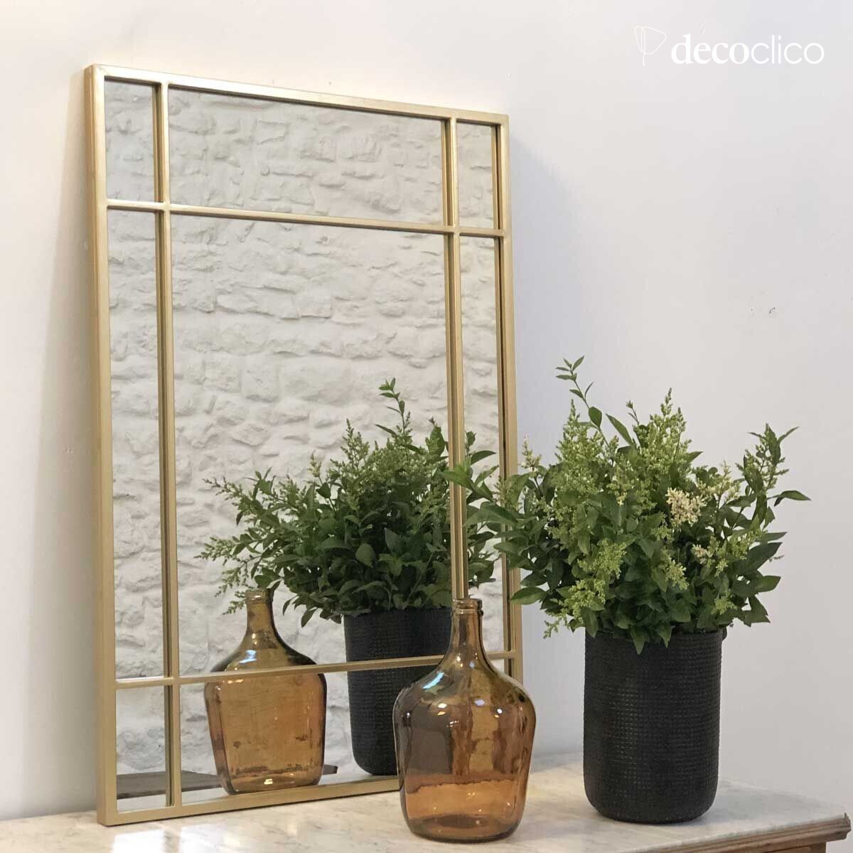 Miroir Art Déco en métal doré 97 x 67 cm Wallis