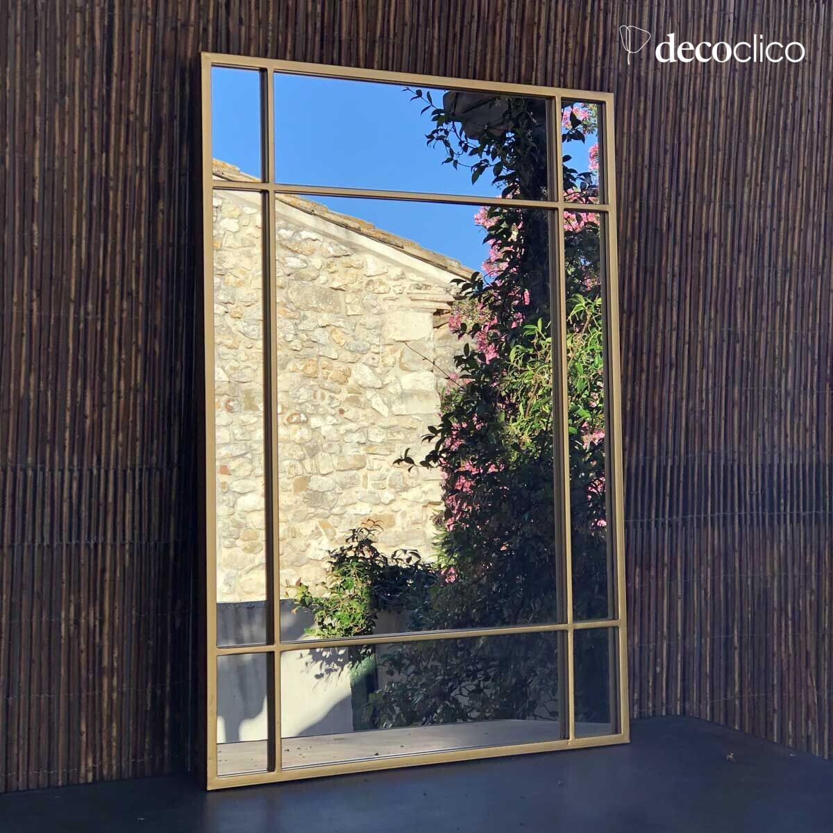 Miroir Art Déco en métal doré 97 x 67 cm Wallis