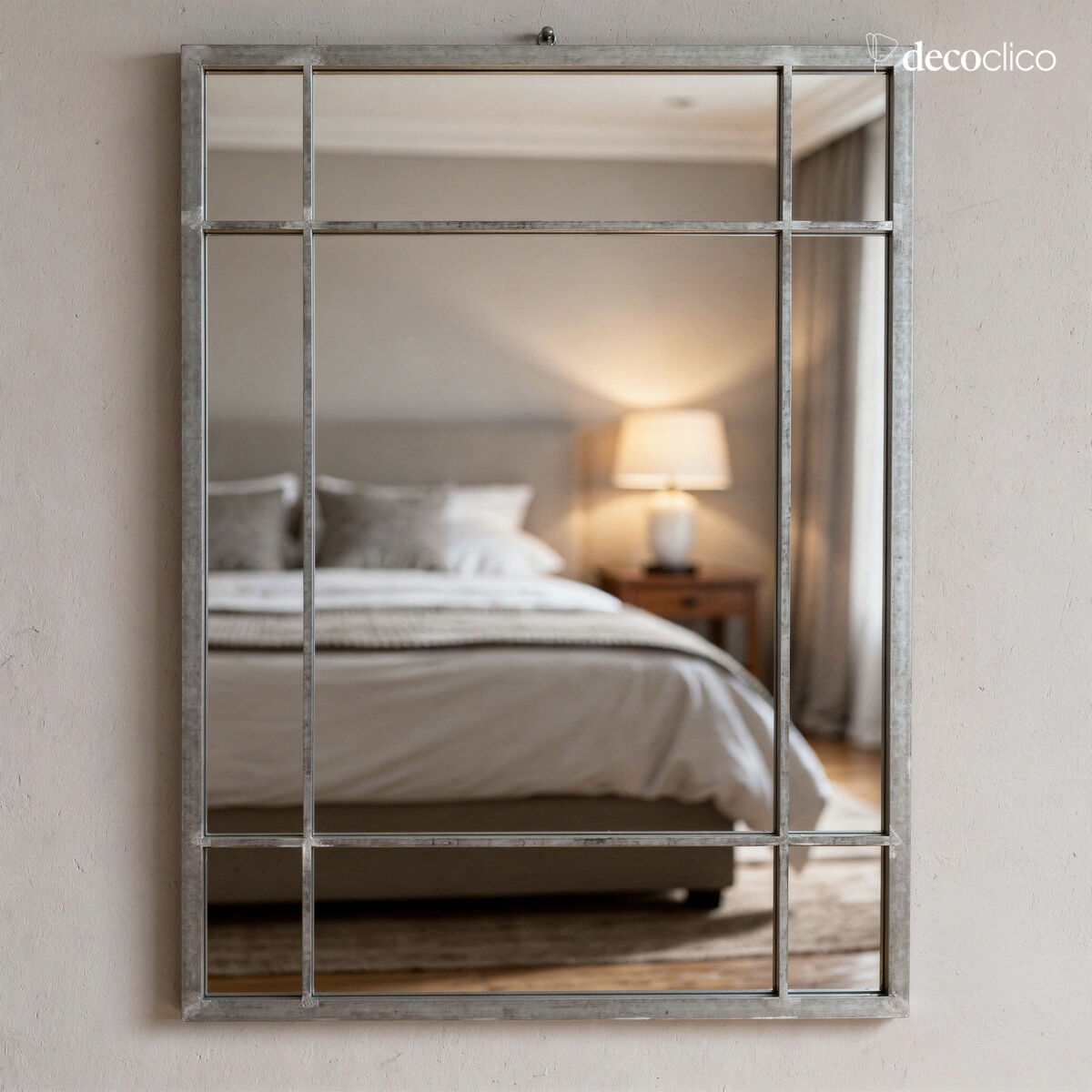 Miroir Art Déco en métal finition zinc 67 x 97 Wallis