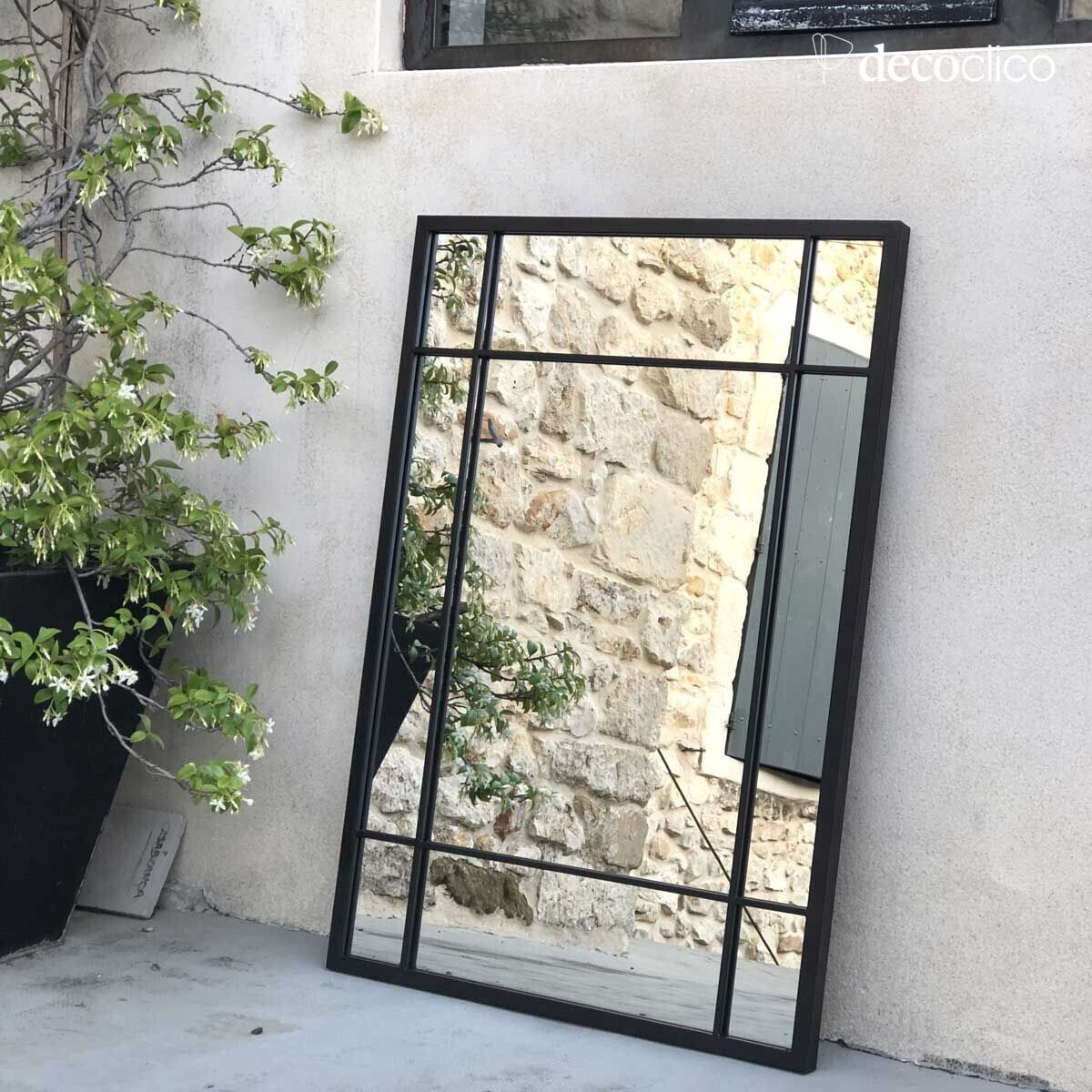 Miroir Art Déco en métal noir 97 x 67 cm  Wallis