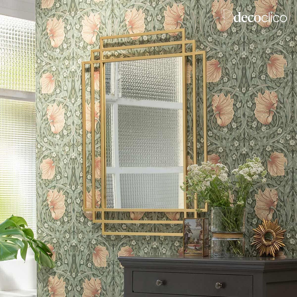 Miroir Art Déco rectangulaire en métal doré 102 x 77 cm Ginger