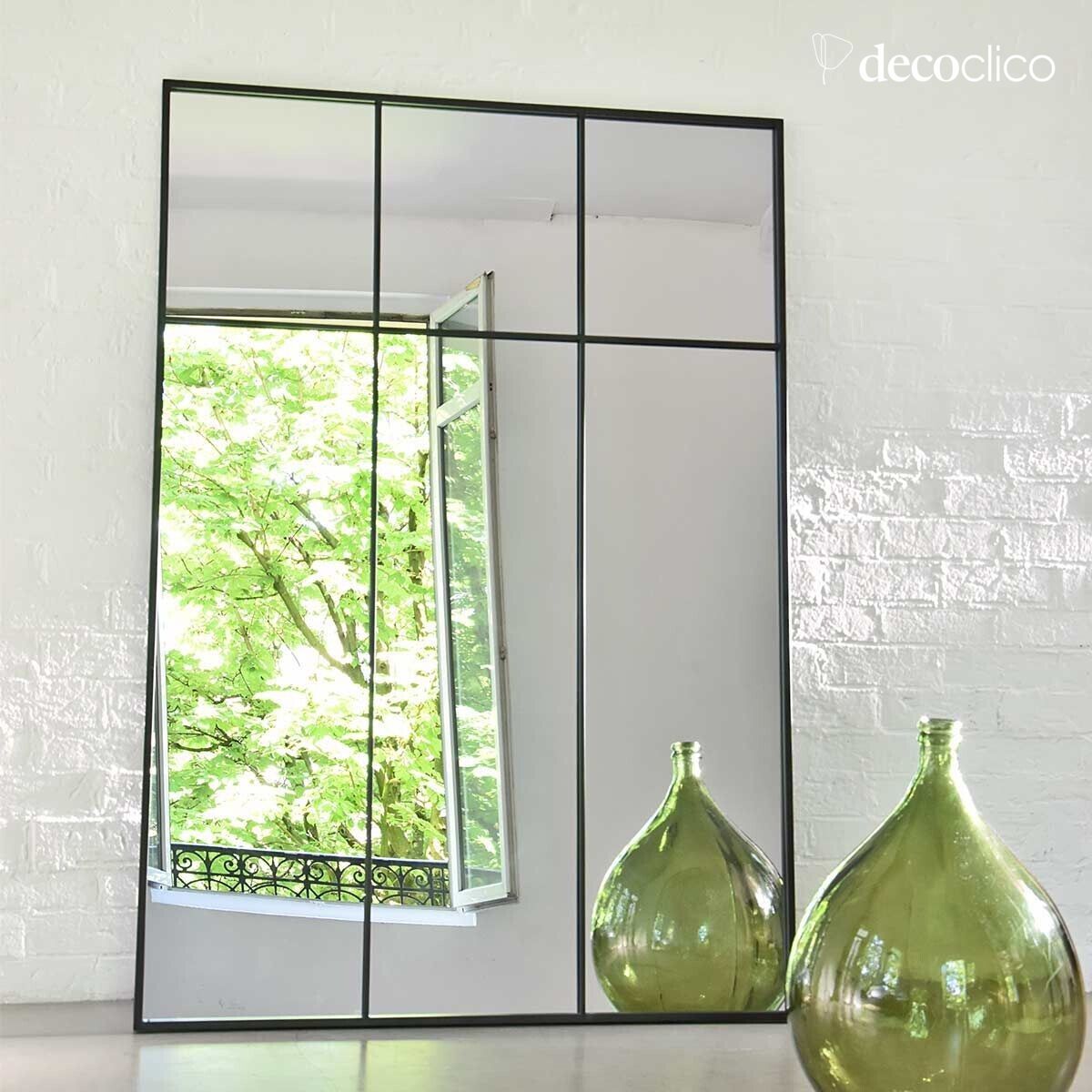 Miroir atelier verrière XXL en métal noir 105 x 150 cm Bricklane