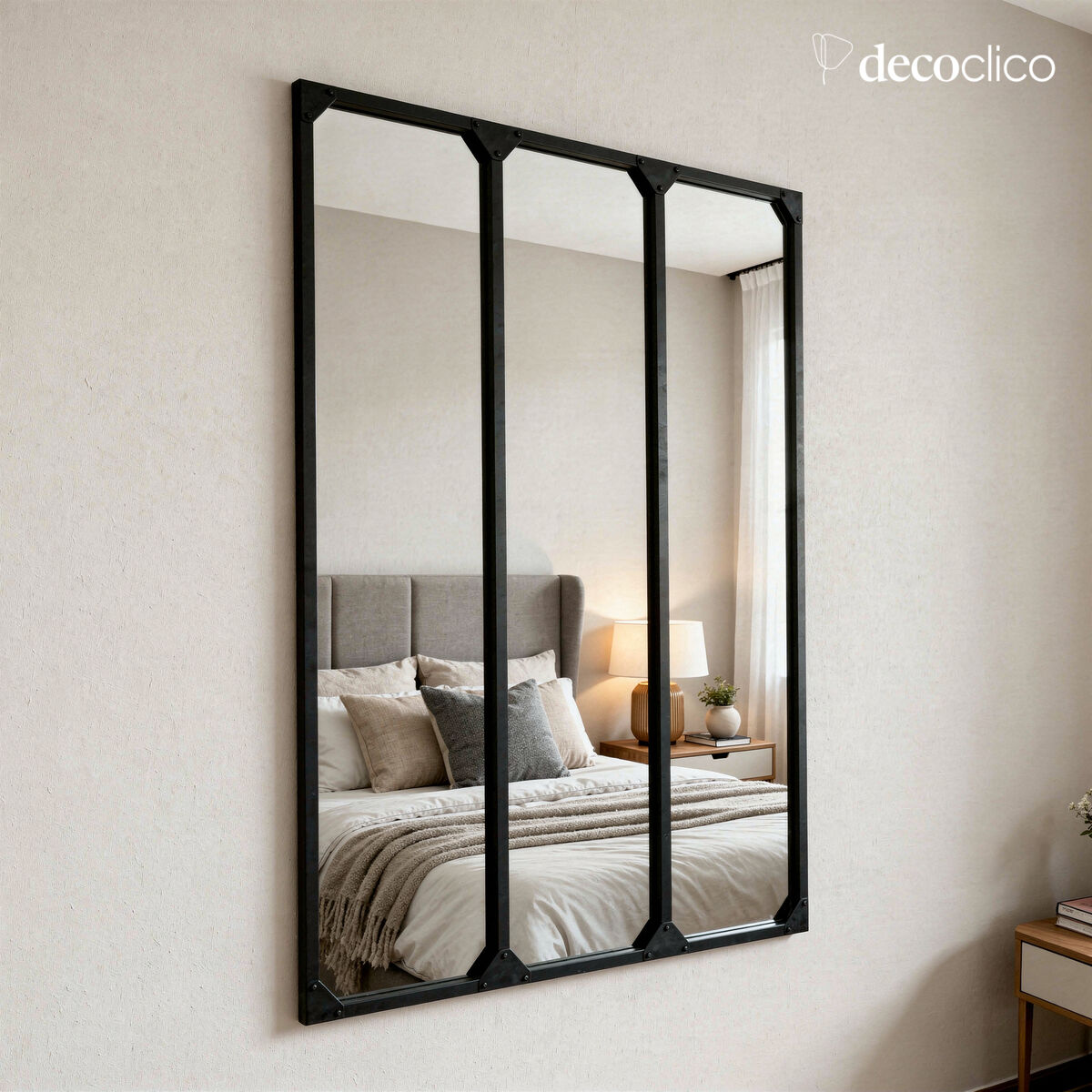 Miroir atelier XL rectangulaire en métal noir 95 x 120 cm Bricklane