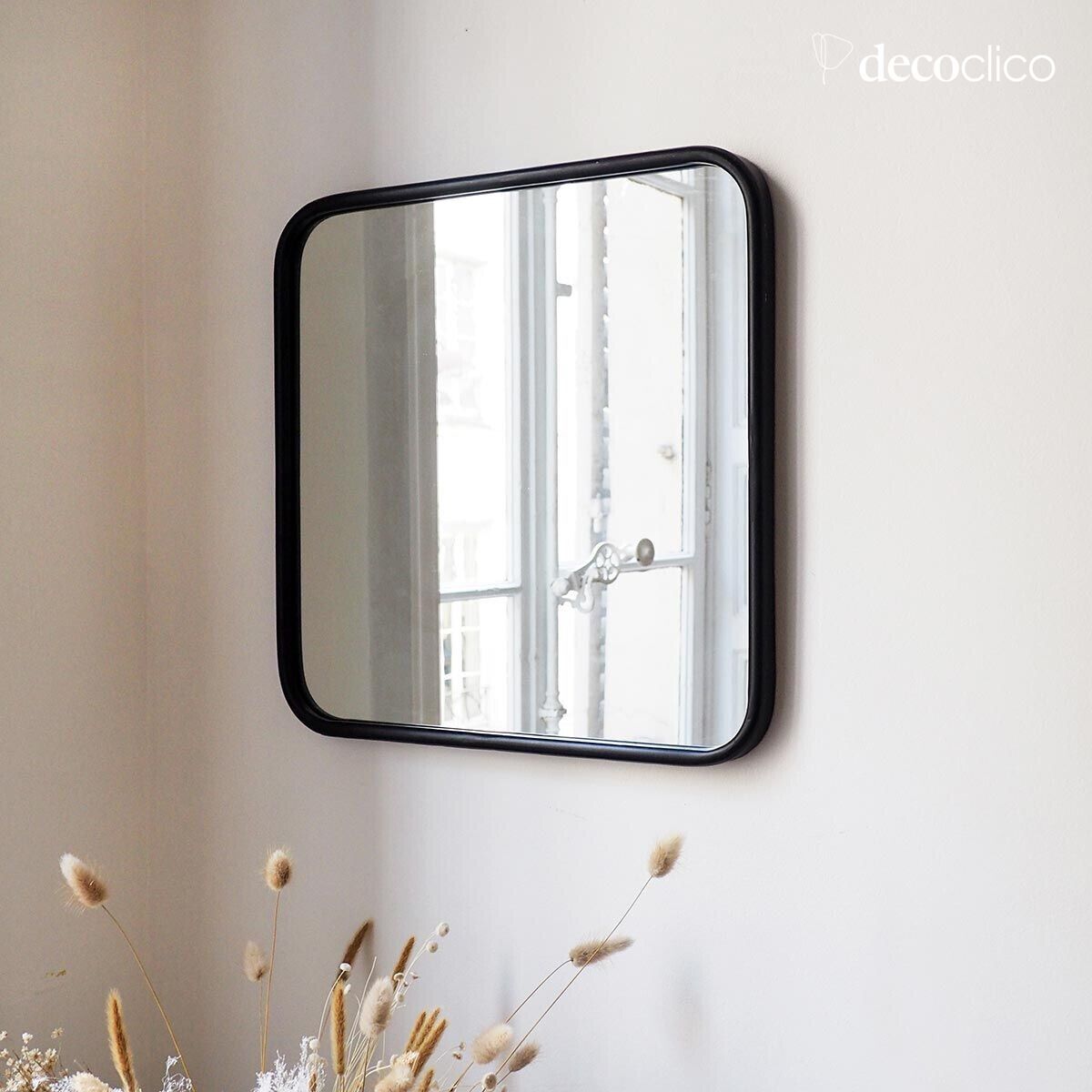 Miroir carré en métal noir 45 x 45 cm Uptown