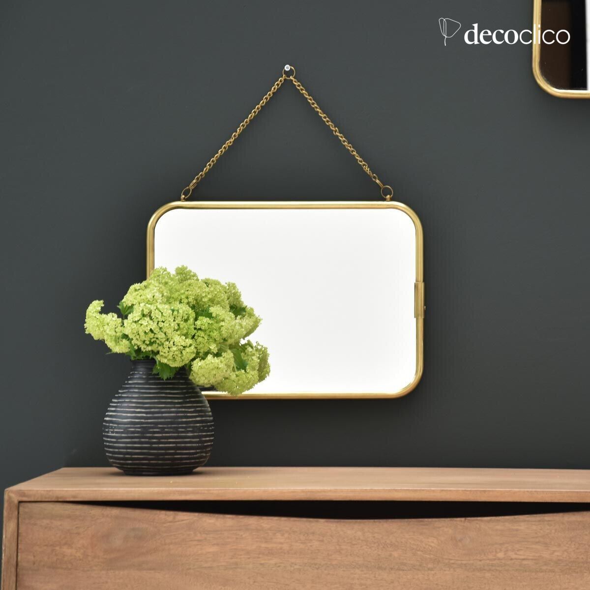 Miroir de barbier rectangulaire en laiton avec chaîne 39 x 29 cm Chaumont