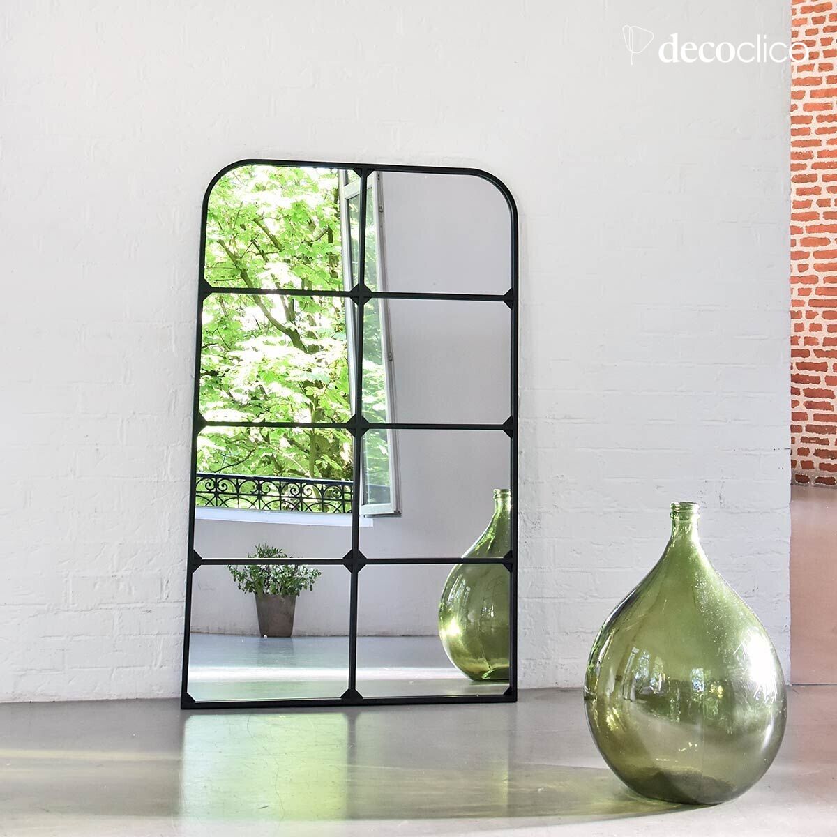 Miroir fenêtre en métal noir 80 x 130 cm Saïgon