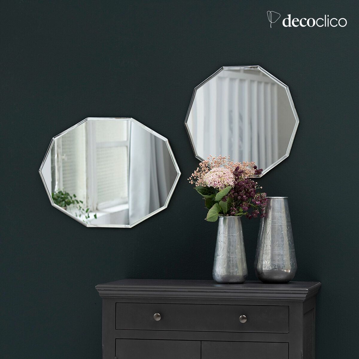 Miroir ovale décagonal biseauté 59 x 44 cm Léonie