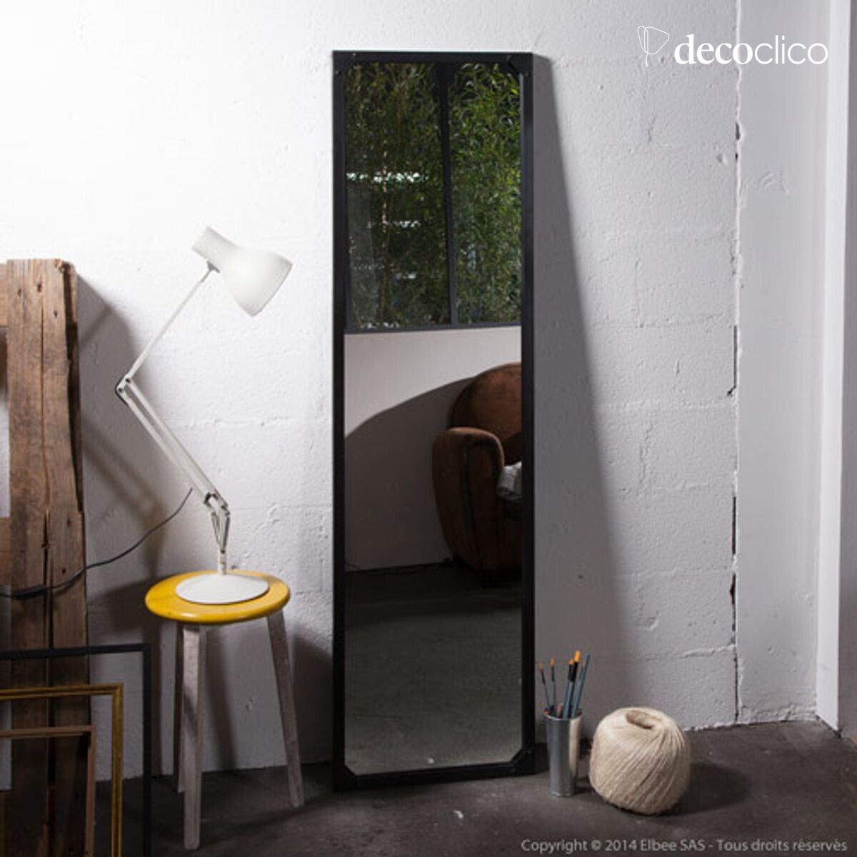 Miroir psyché rectangulaire en métal noir 46 x 165 cm Bricklane