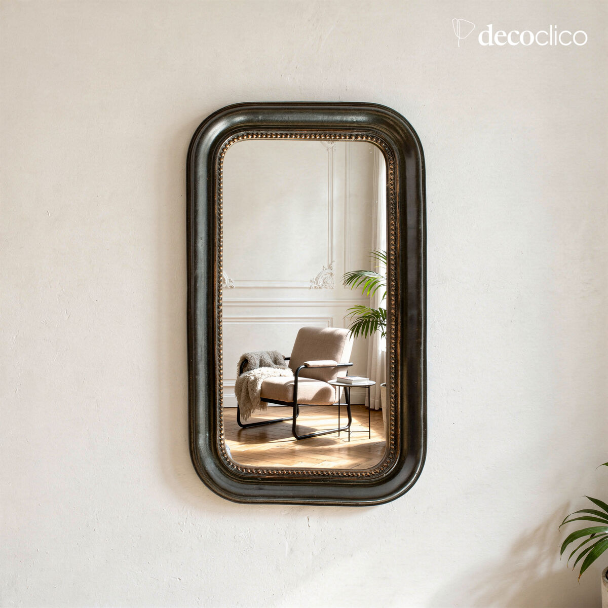 Miroir rectangulaire contour ton charbon mat 20x35cm Embo