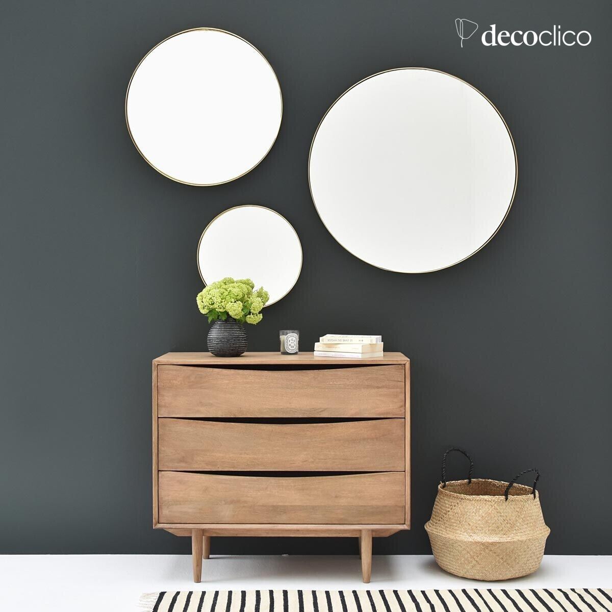 Miroir rond en laiton 80 cm Murat