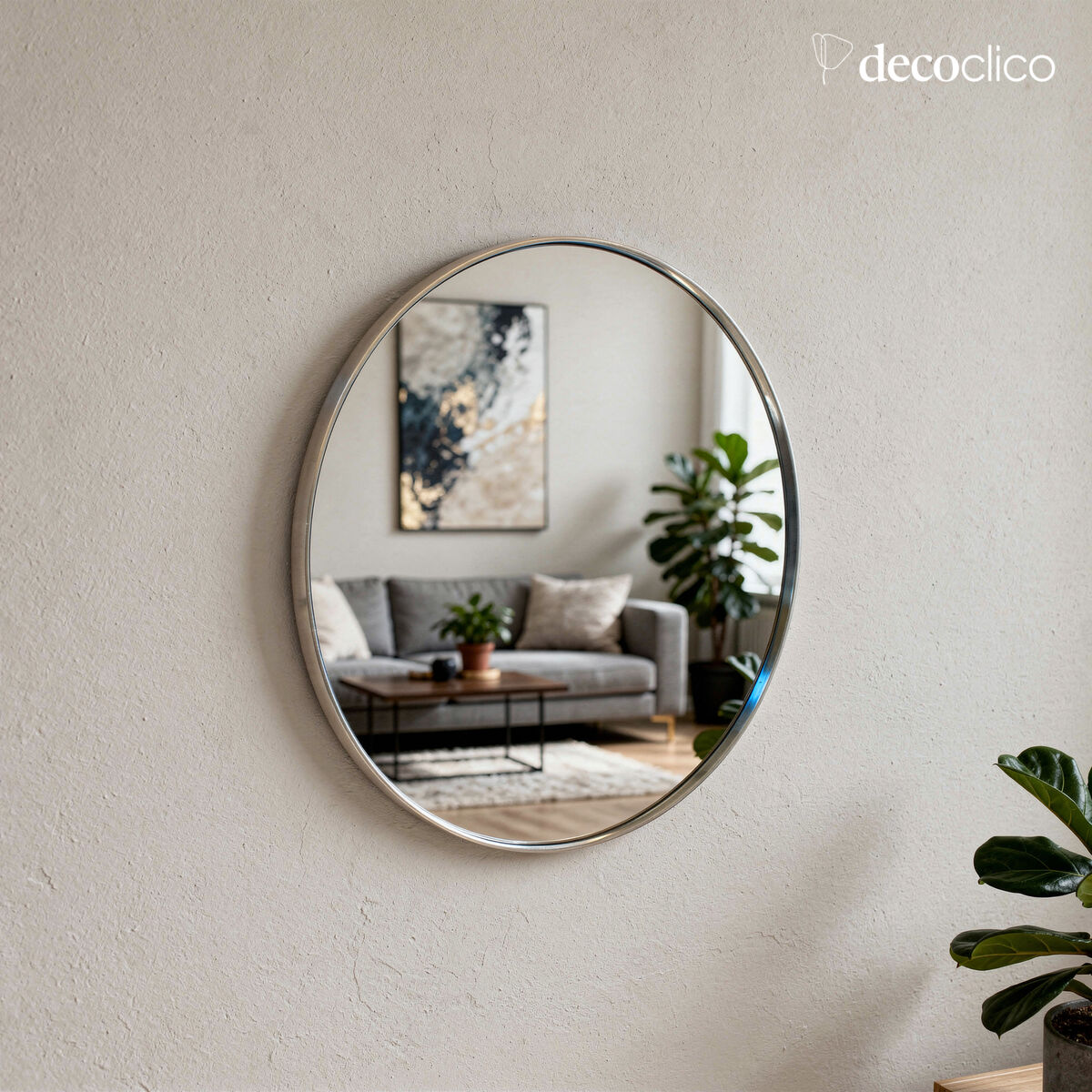 Miroir rond en laiton argenté 60 cm Murat