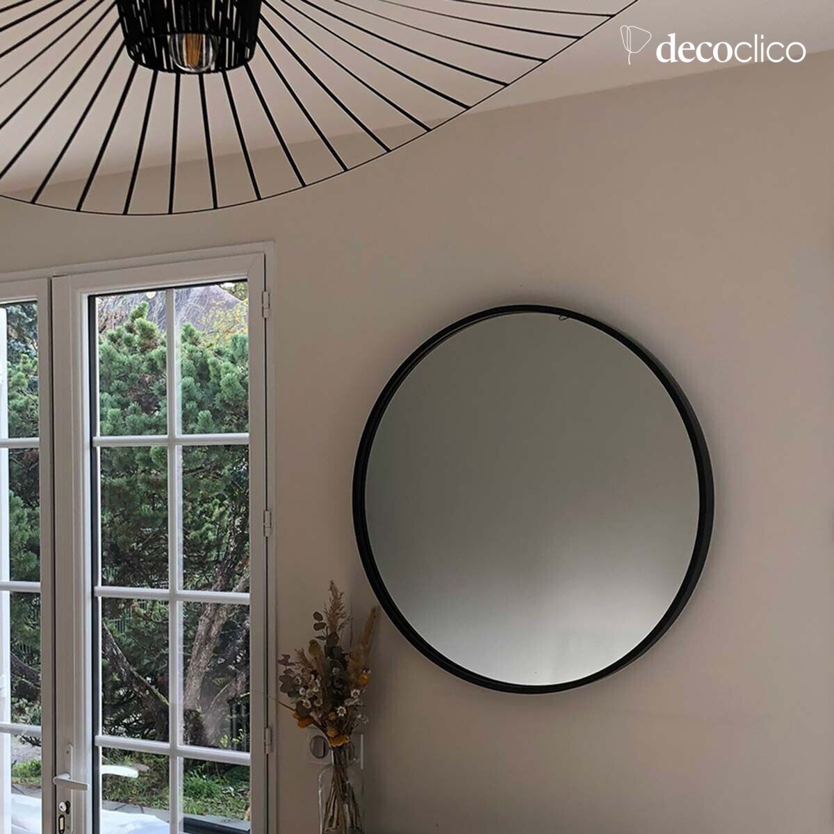 Miroir rond en métal noir 100 cm Soho