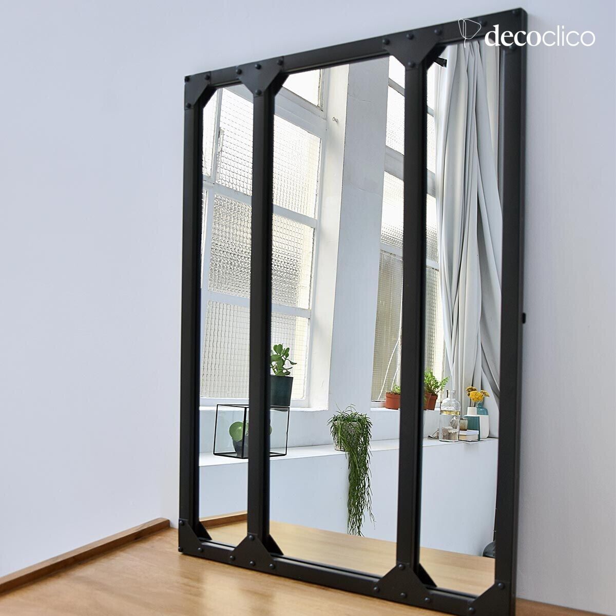 Miroir verrière atelier en métal rectangulaire noir 60 x 83 cm Bricklane