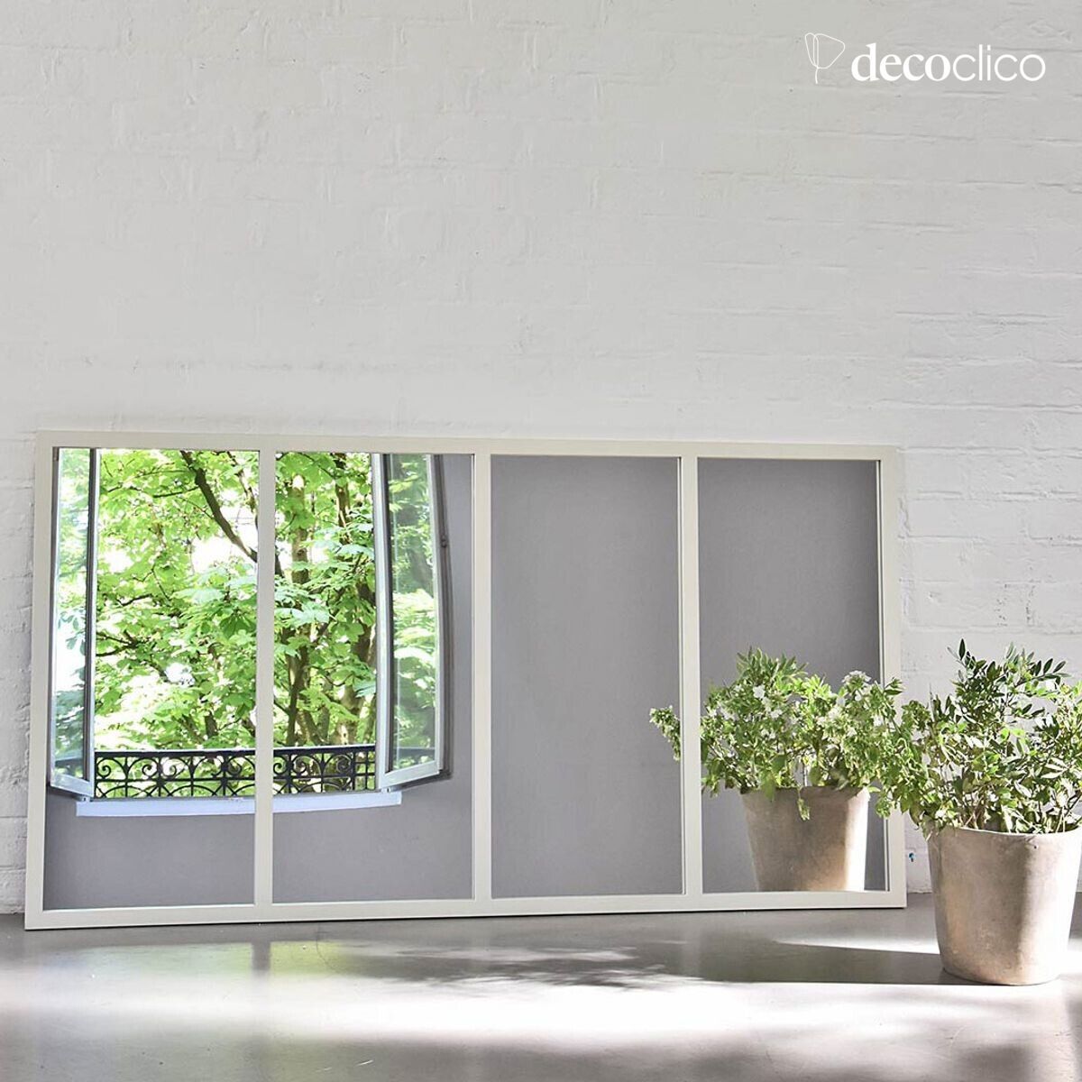 Miroir verrière atelier rectangulaire en métal blanc 140 x 75 cm Barney