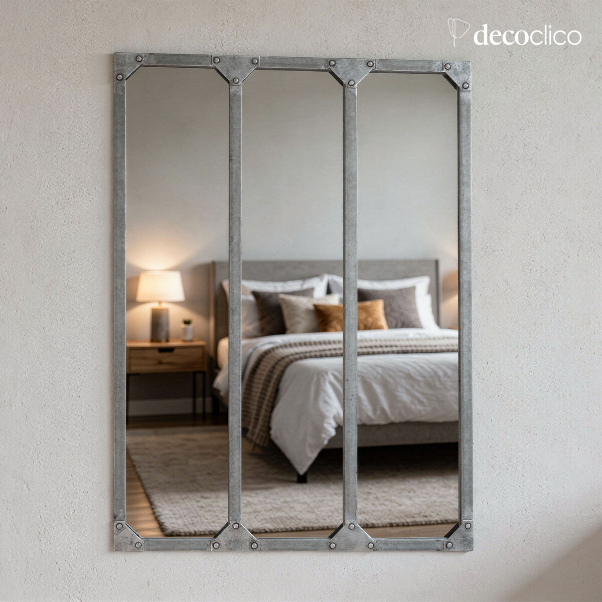 Miroir verrière atelier rectangulaire finition zinc 60 x 83 cm Bricklane