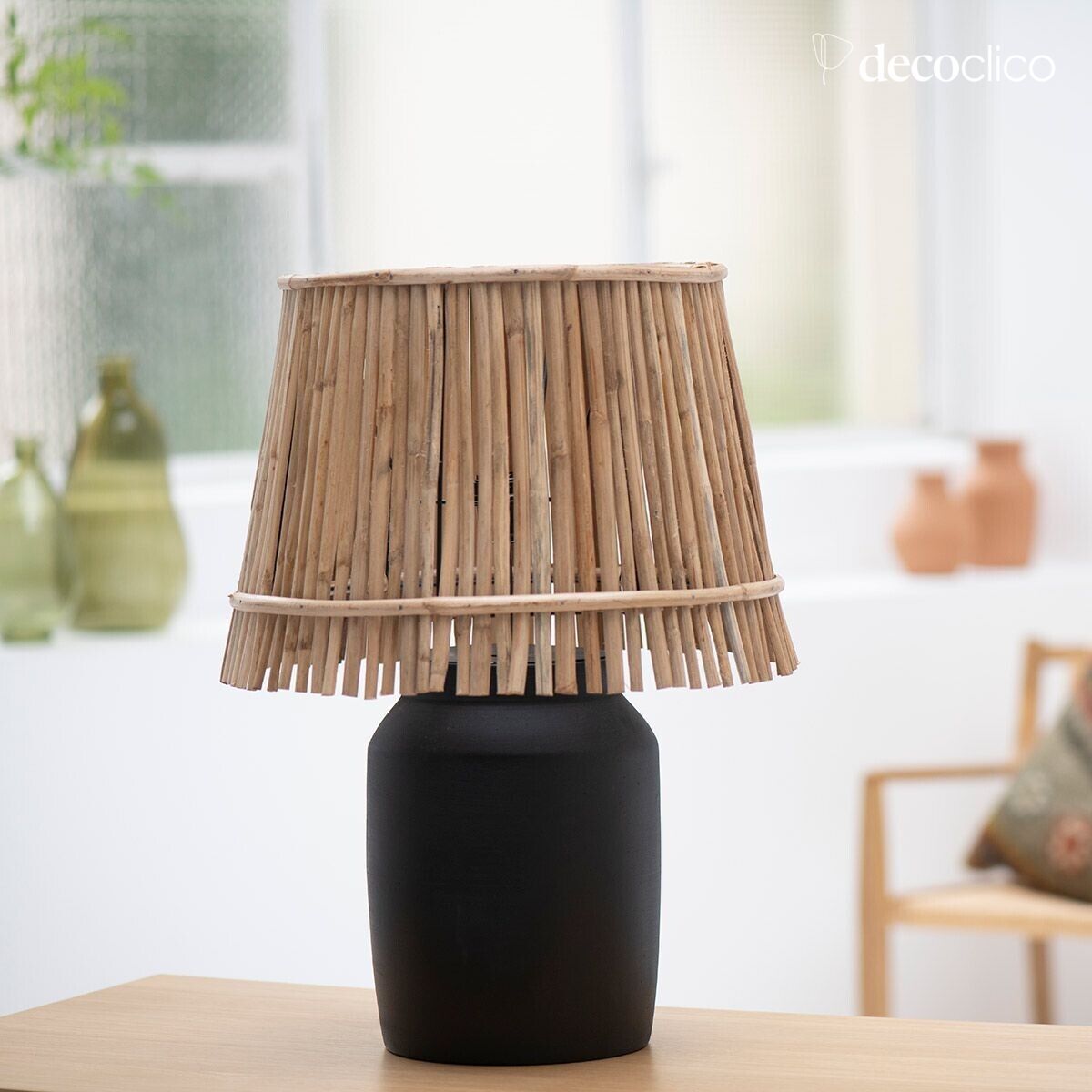 Pied de lampe en terre cuite chocolat fait main Alma