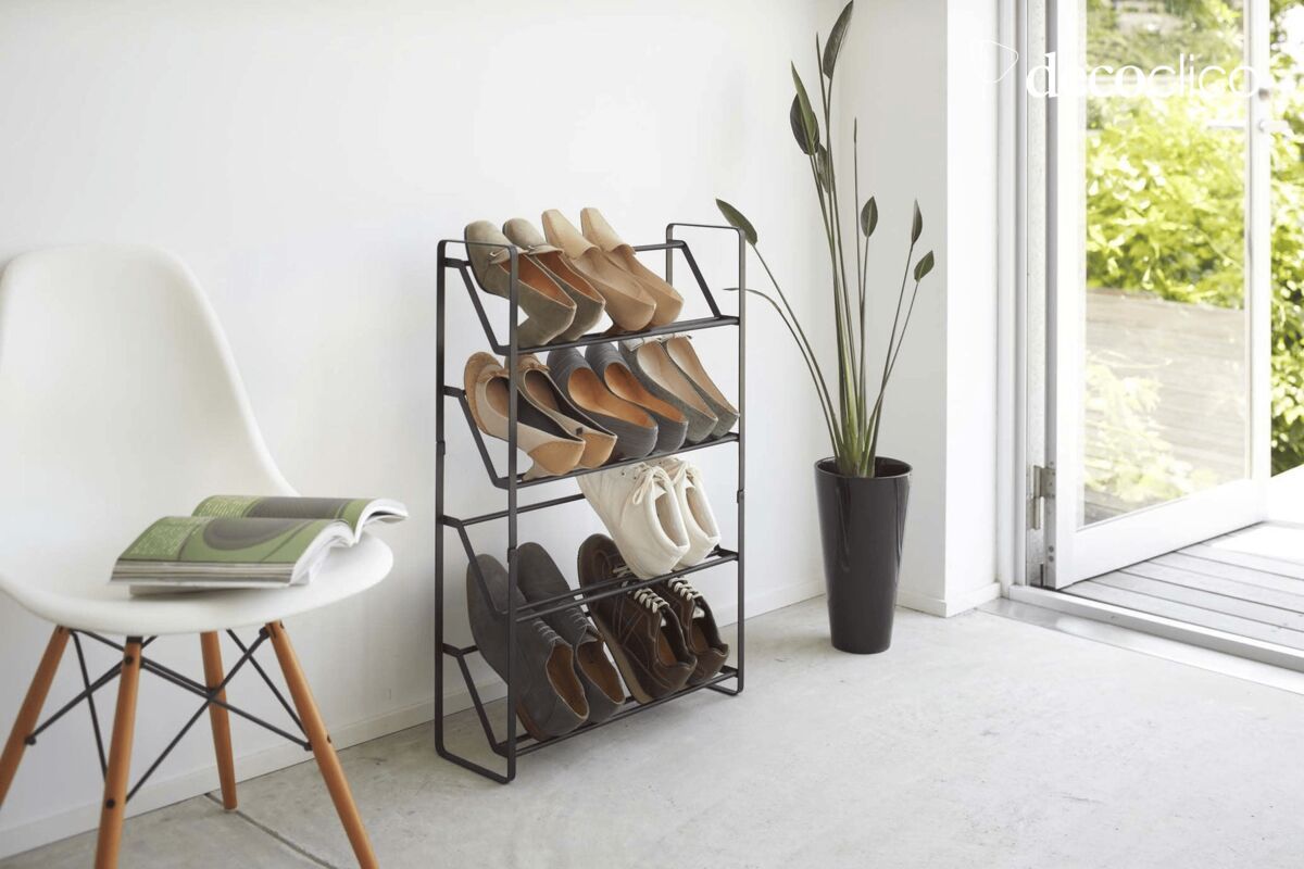 Rangement à chaussures 4 niveaux en acier noir Yamazaki