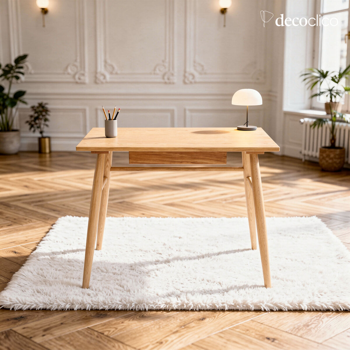Kompakter Eichen-Schreibtisch Nordic Design Arbeitstisch mit Schublade Bloom
