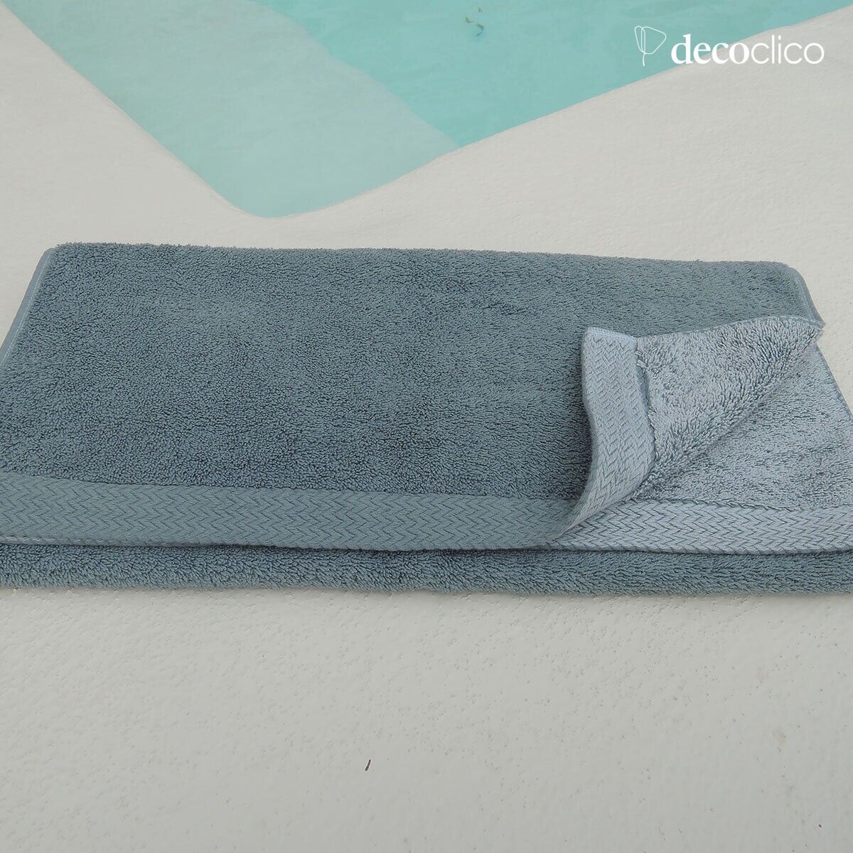 Serviette invité en coton éponge bleu minéral 30 x 50 cm